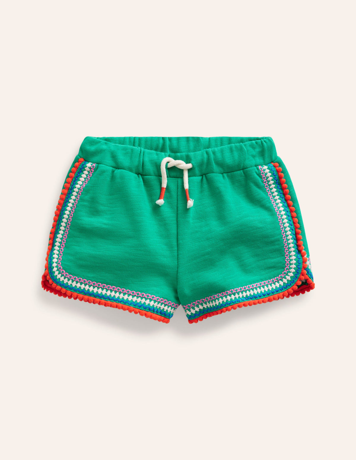 Pom Trim Jersey Shorts-Jade Green-1