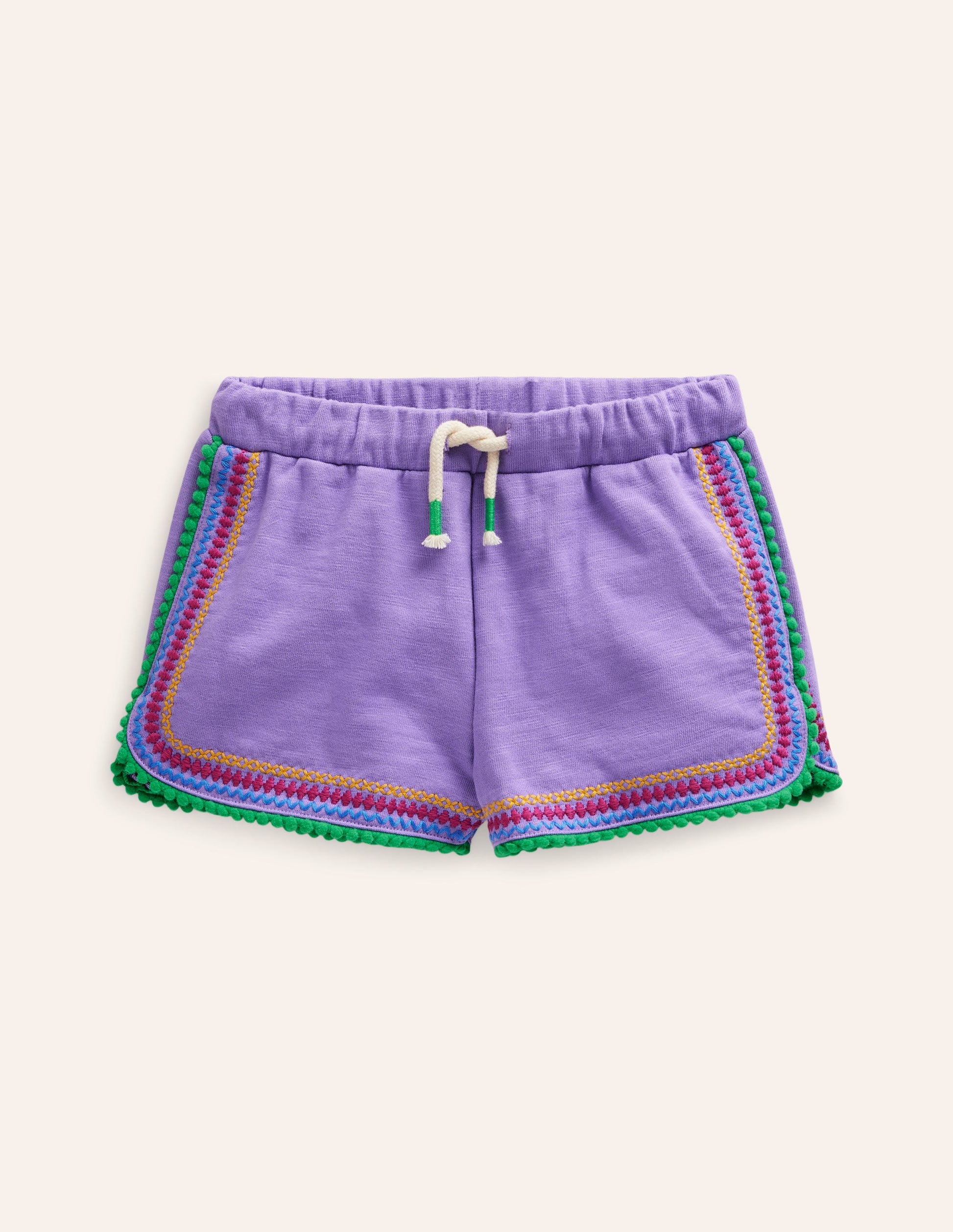 Pom Trim Jersey Shorts-Crocus Purple-1