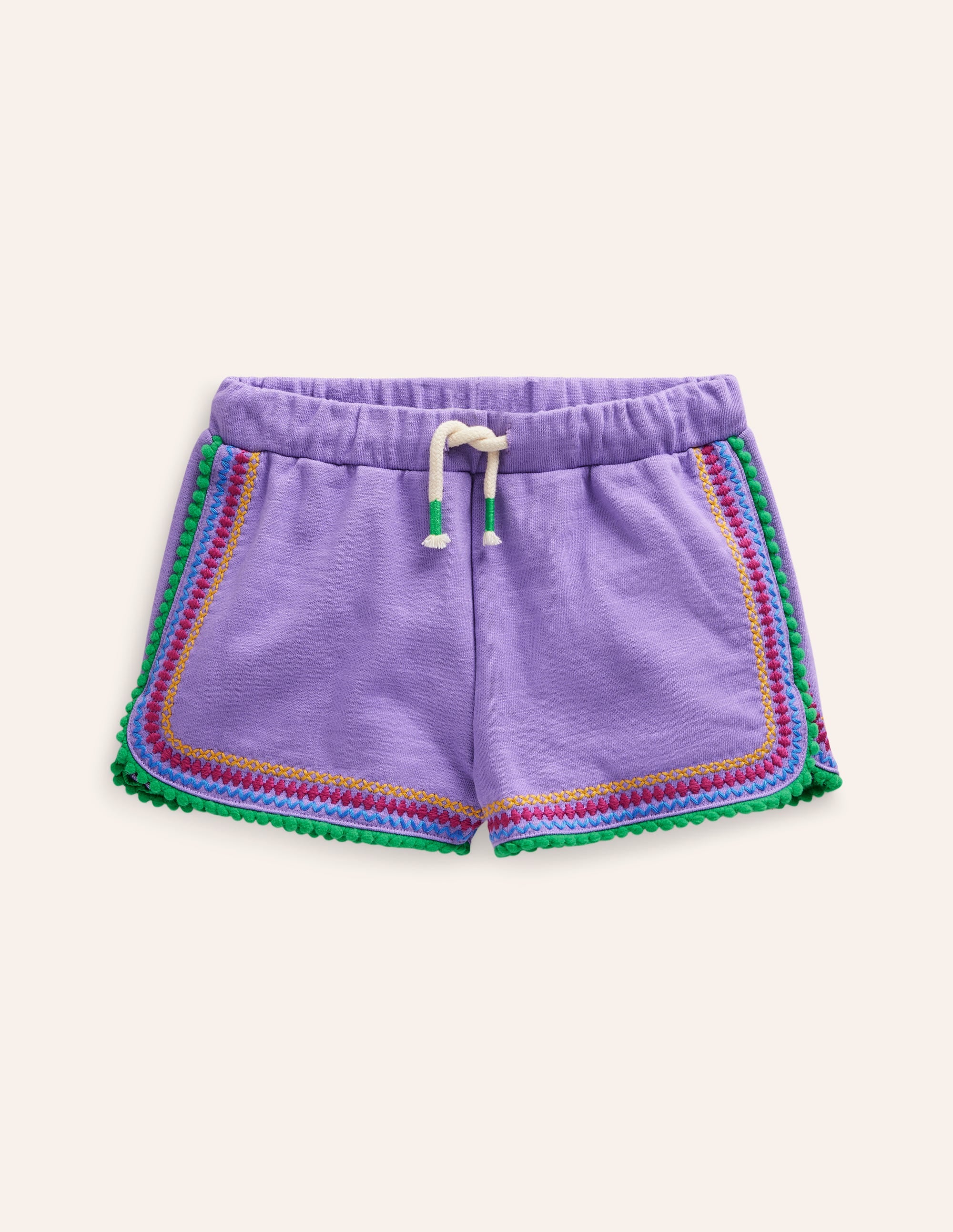 Pom Trim Jersey Shorts-Crocus Purple - Image 1