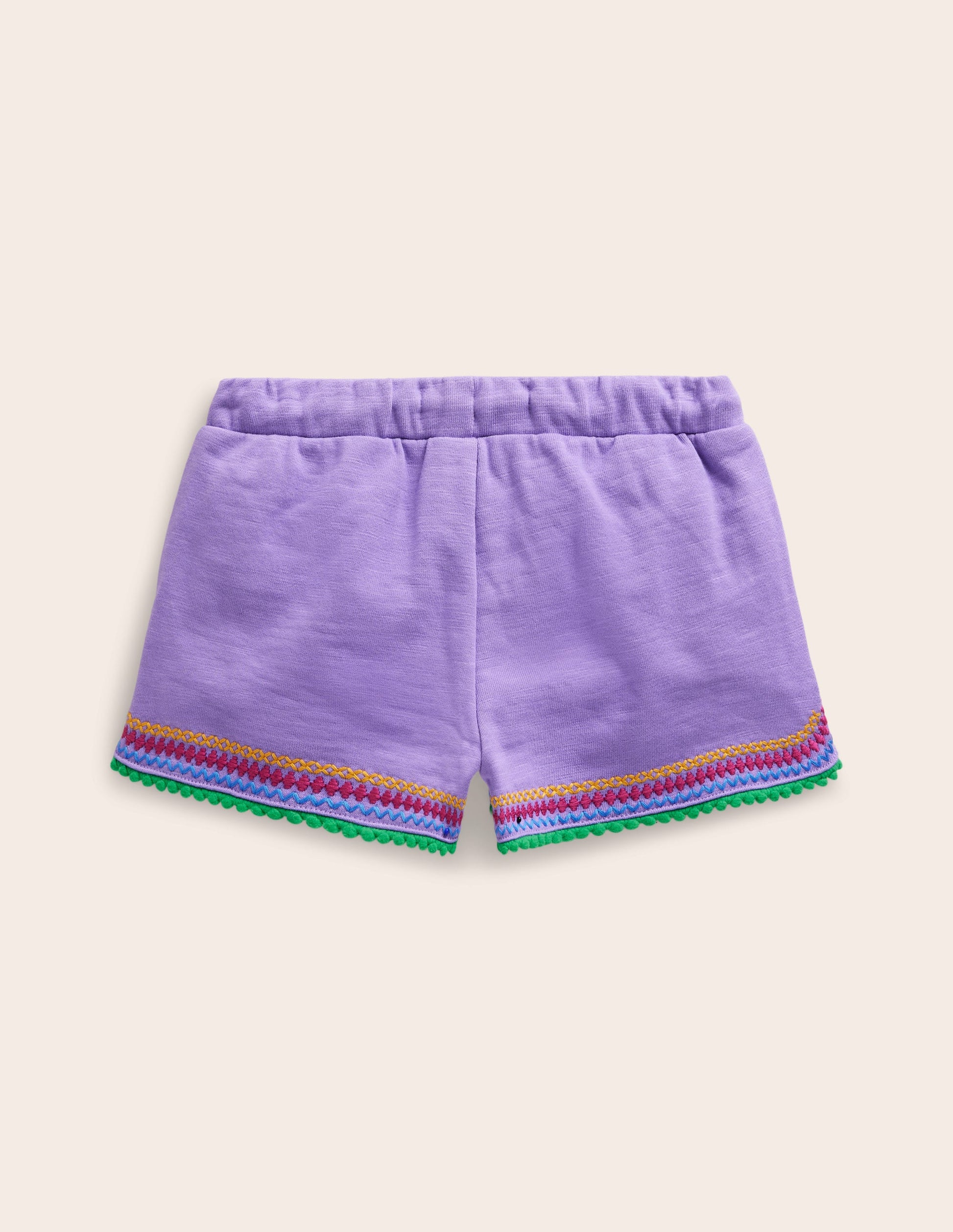 Pom Trim Jersey Shorts-Crocus Purple-2