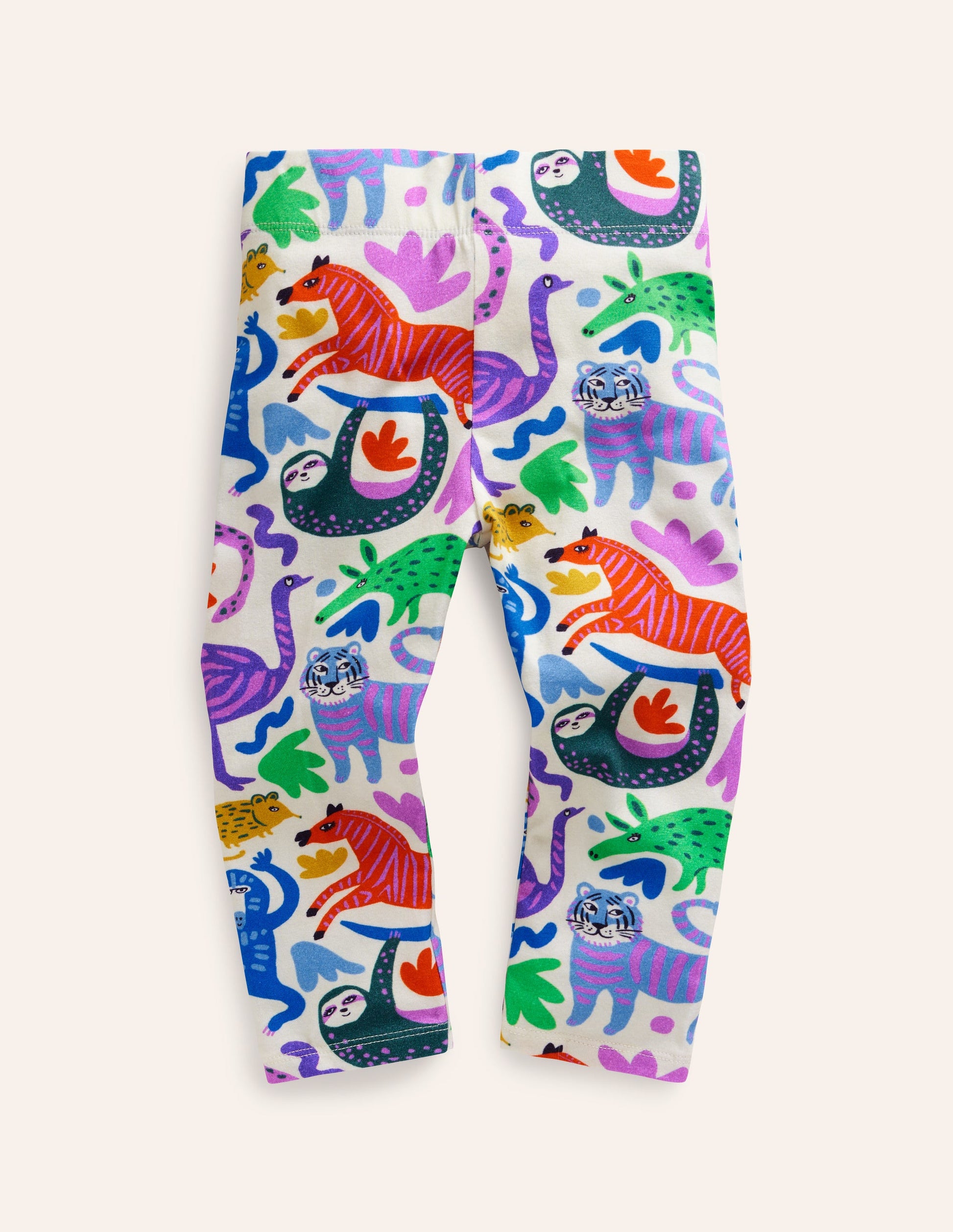 Fun Cropped Leggings-Multi Safari Friends-1
