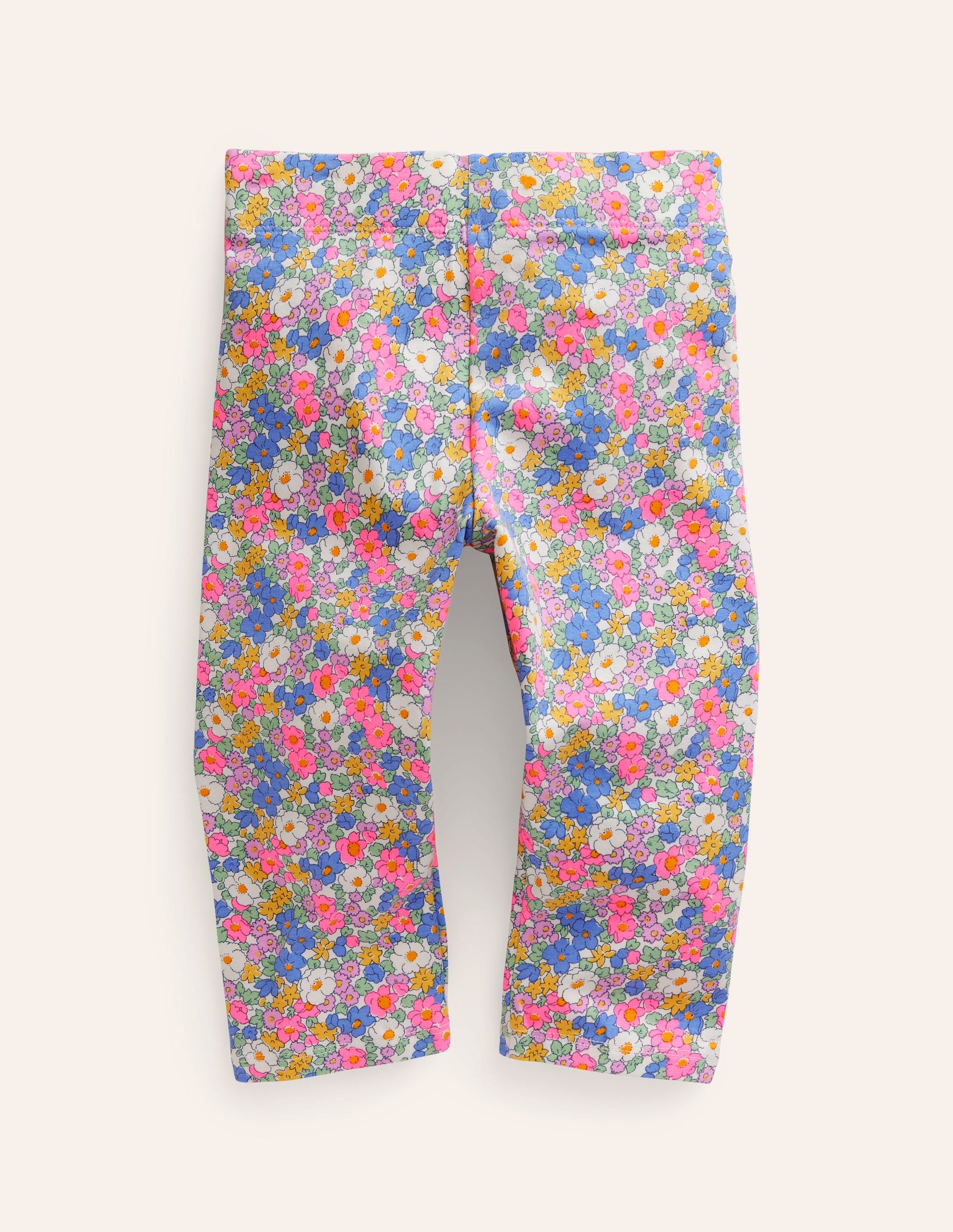 Fun Cropped Leggings-Festival Pink Nautical Floral-1