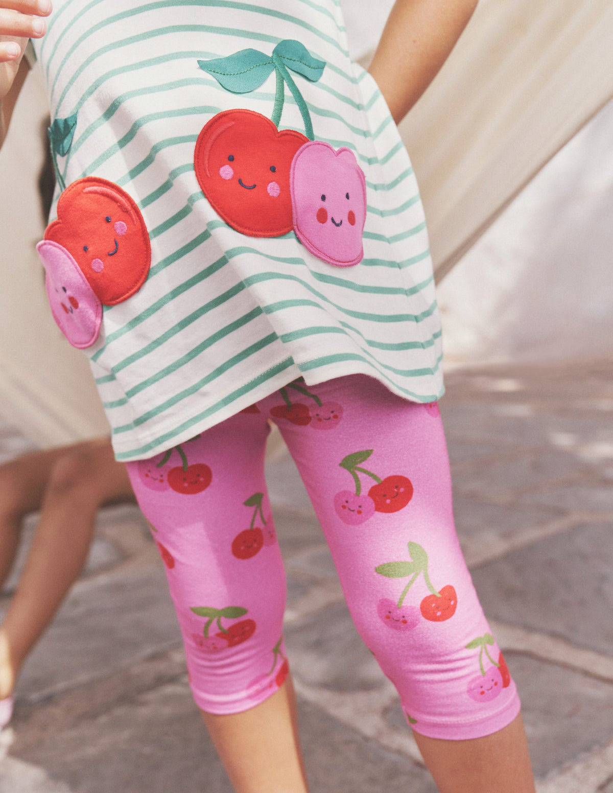 Fun Cropped Leggings-Pink Cherries - Image 4