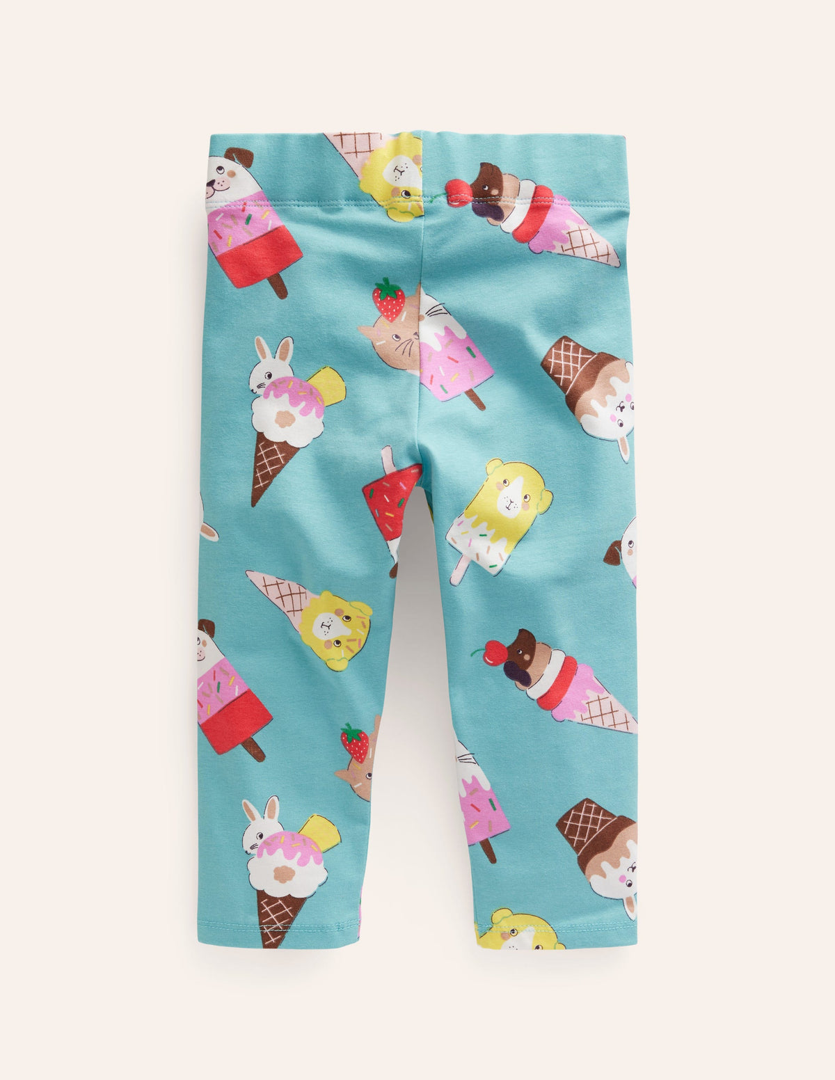 Fun Cropped Leggings-Aqua Sea Ice Creams-2