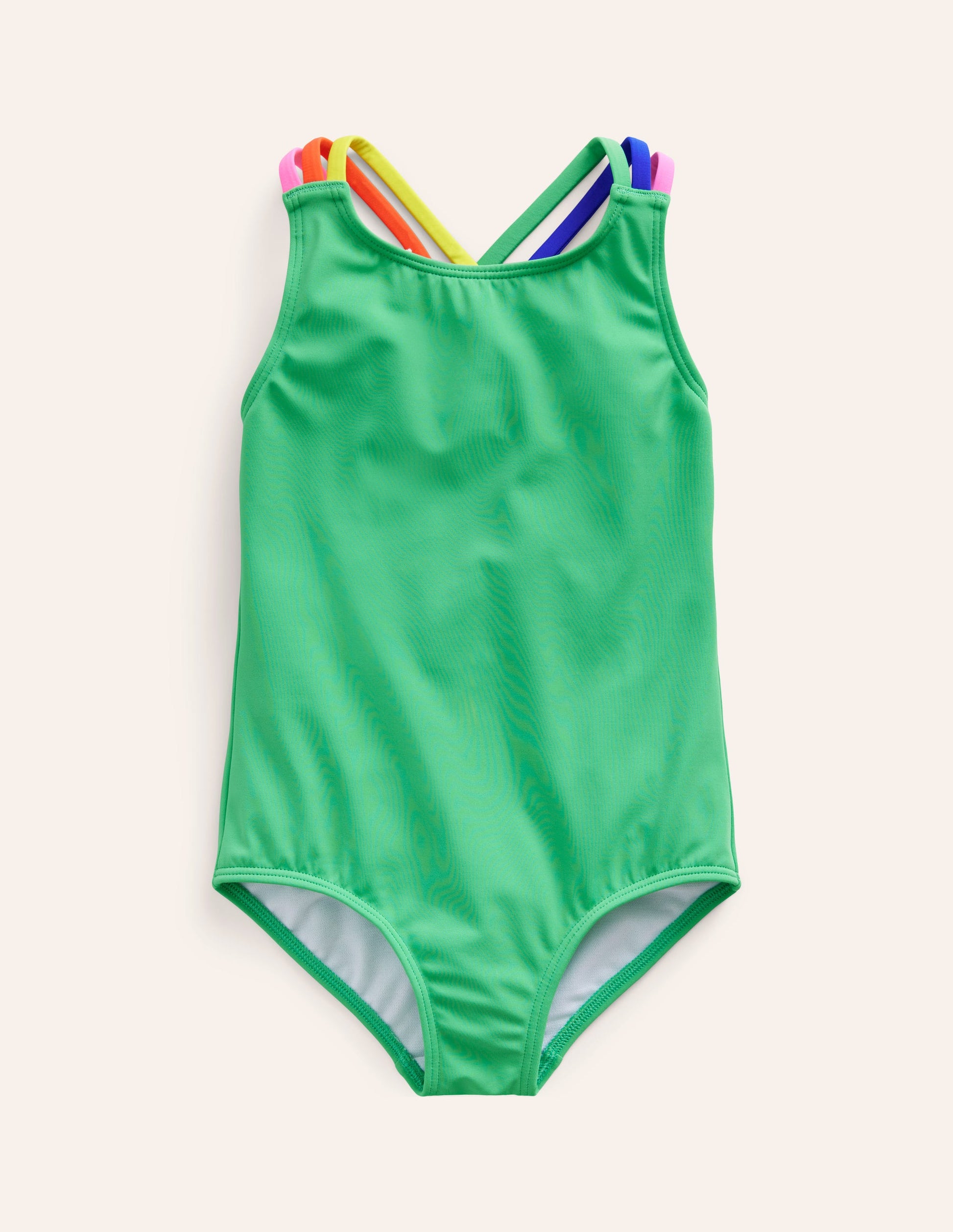 Rainbow Cross-Back Swimsuit-Pea Green-1