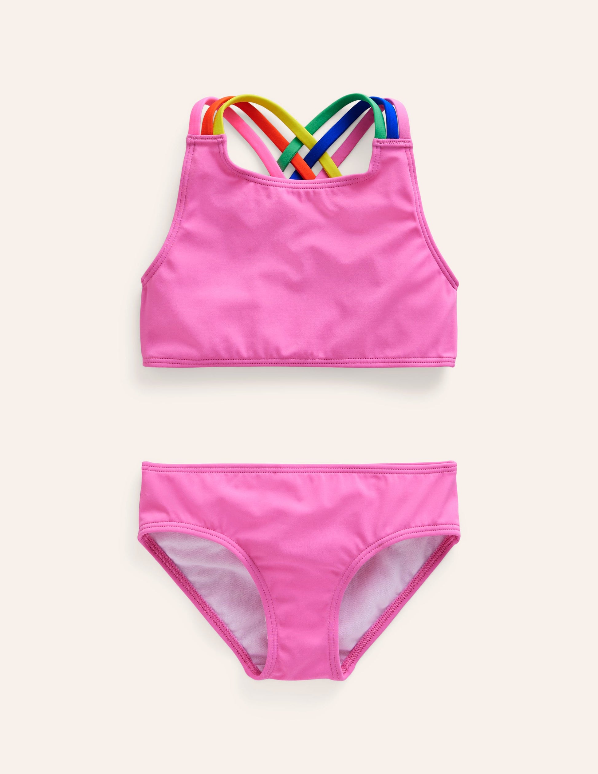 Rainbow Cross-Back Bikini-Strawberry Milkshake Pink-1