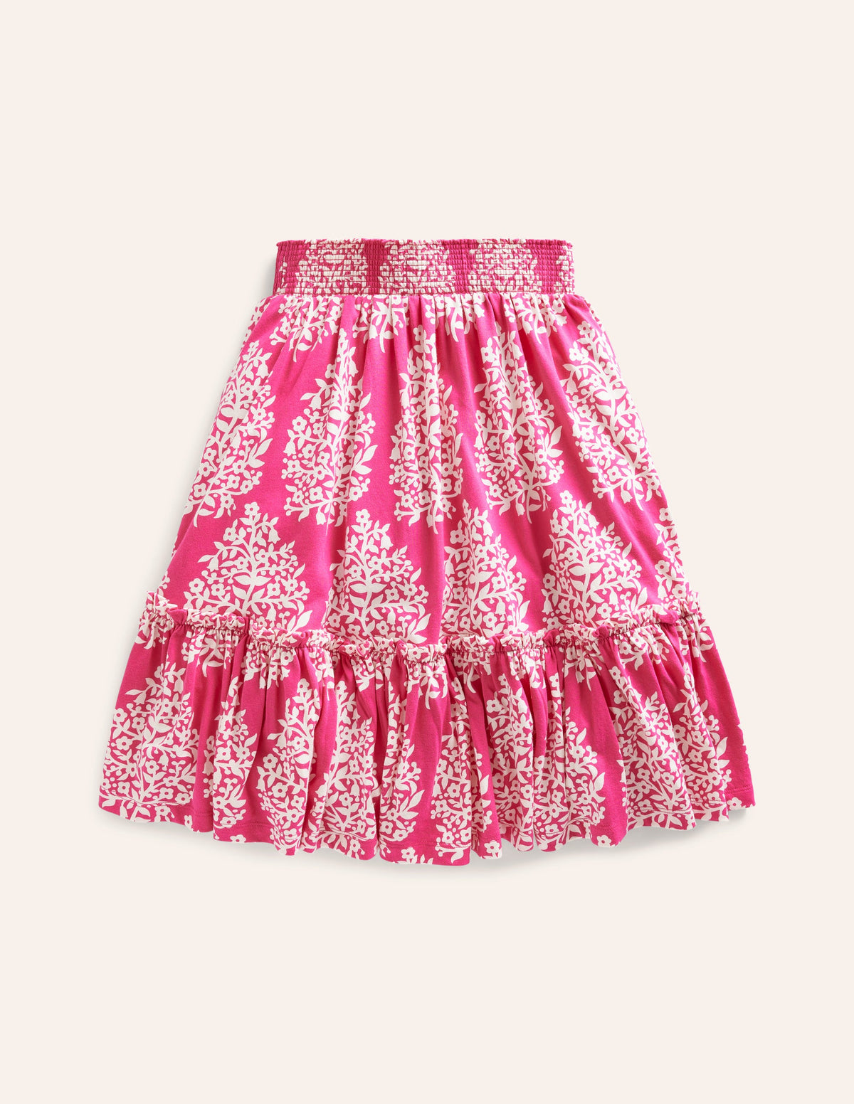 Printed Jersey Midi Skirt-Pink Woodblock - Image 2
