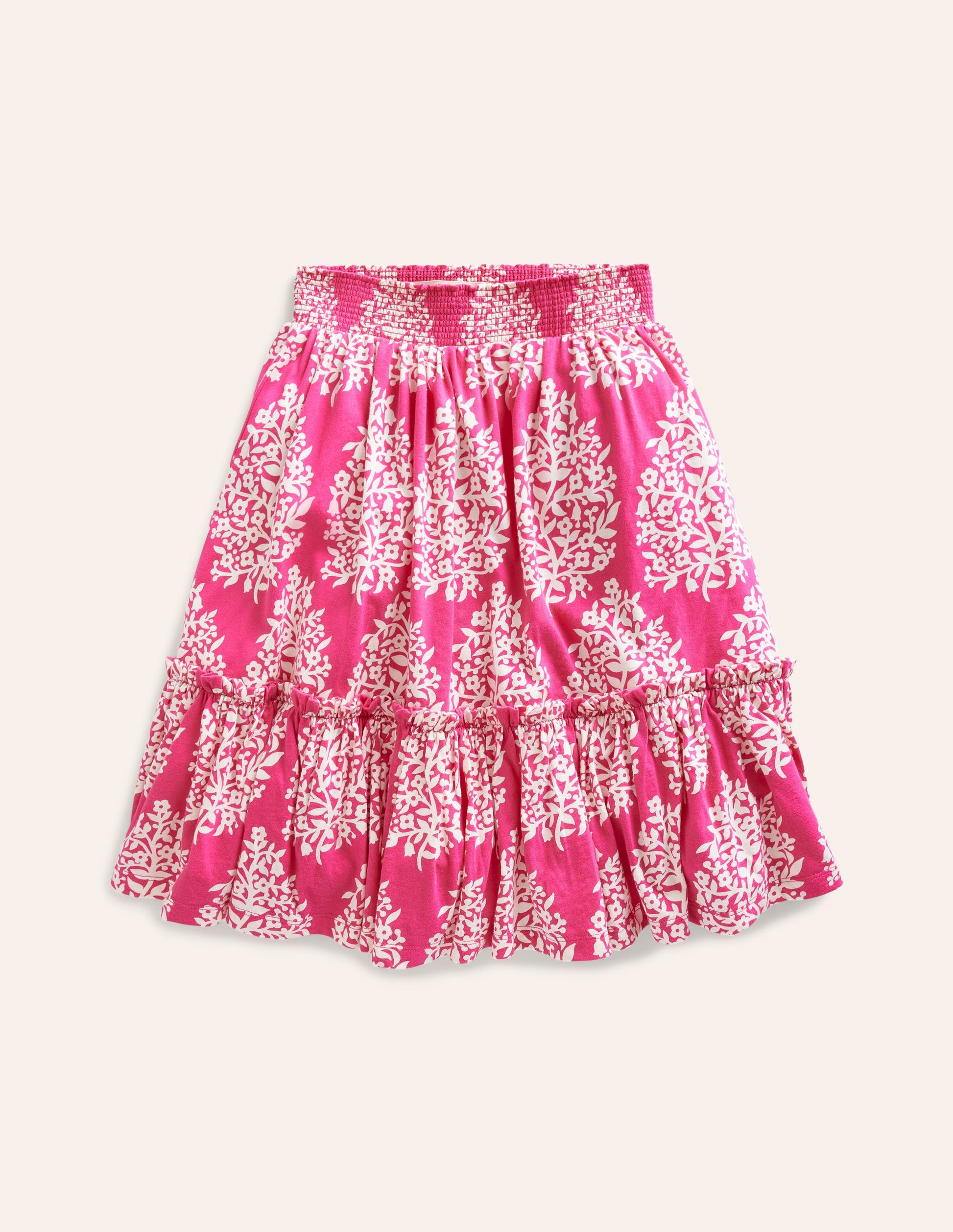 Printed Jersey Midi Skirt-Pink Woodblock-1