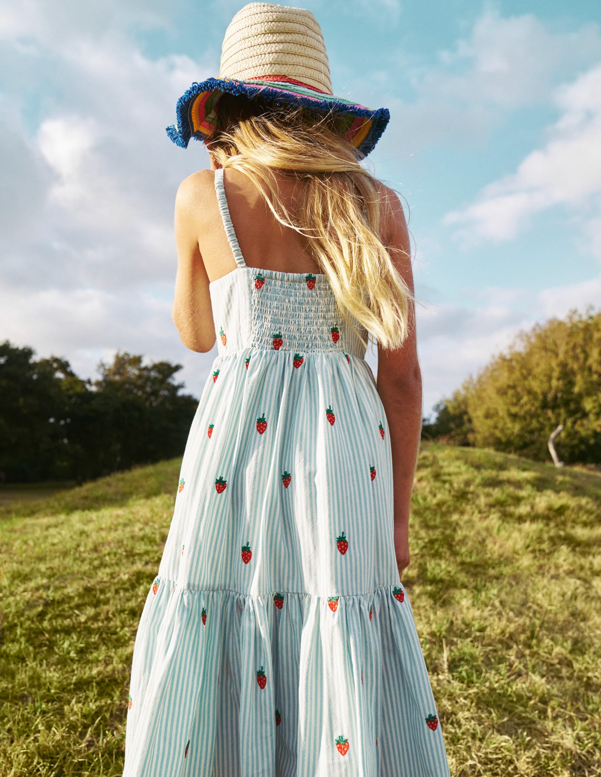 Tiered Twirly Sundress-Vintage Blue/ Ivory Strawberry - Image 5