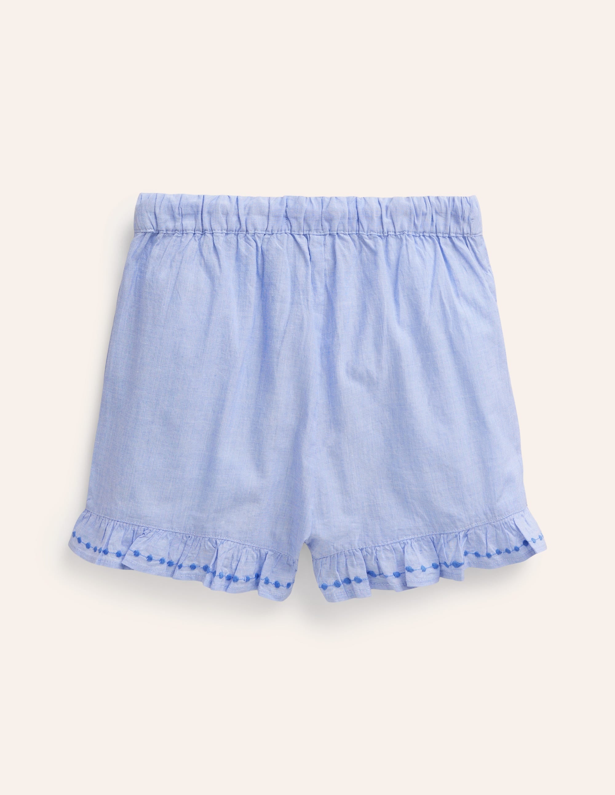 Frill Hem Woven Shorts-End on End Embroidery - Image 2