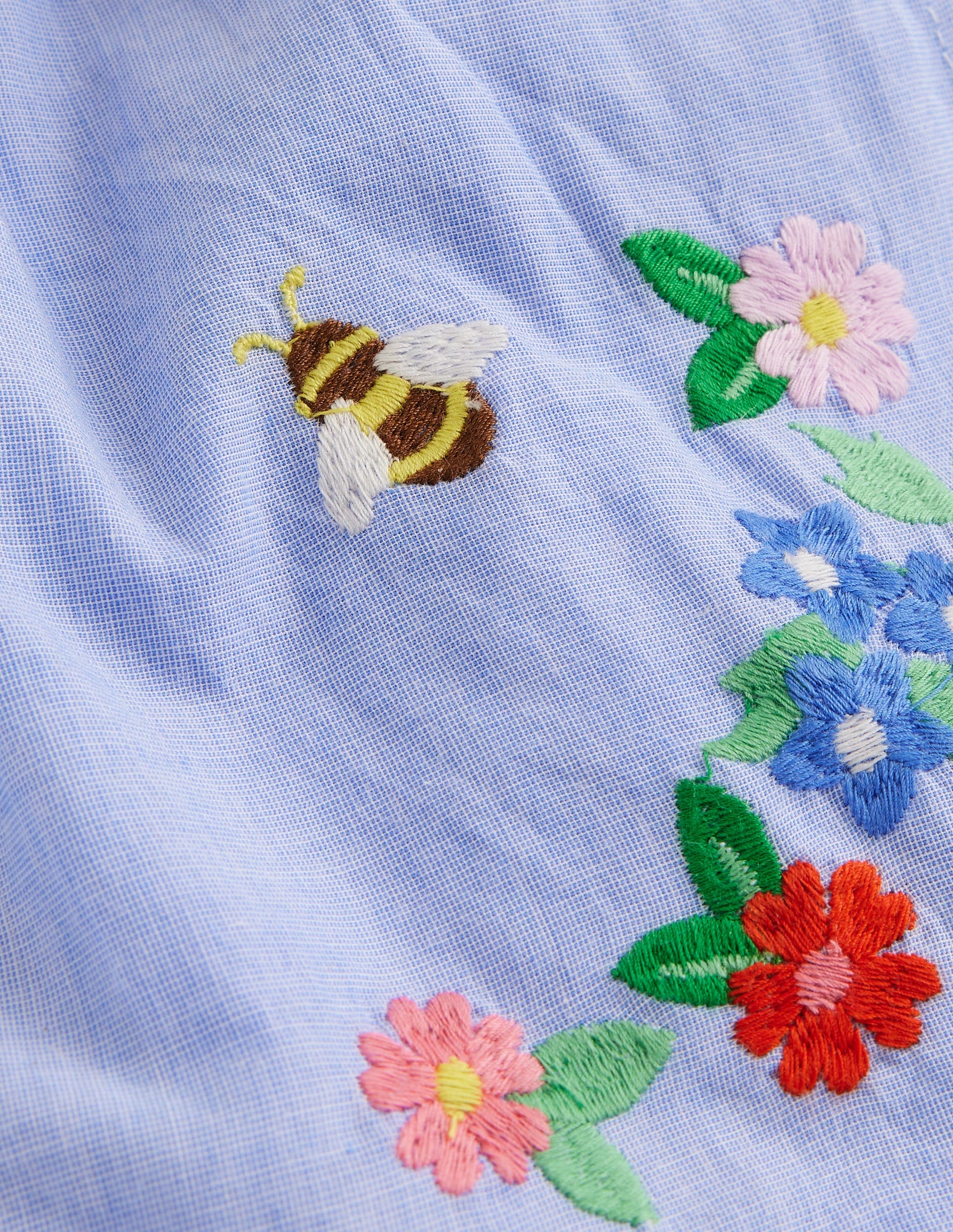 Frill Hem Woven Shorts-End on End Embroidery-3