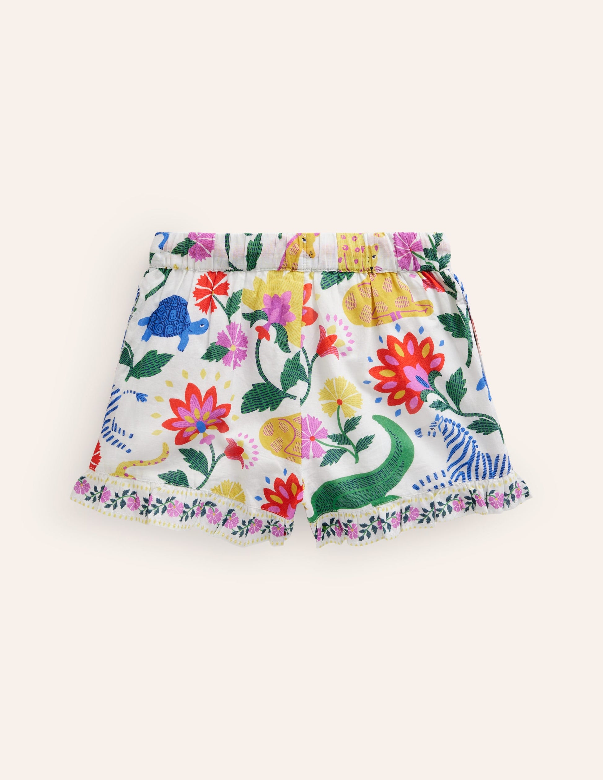 Frill Hem Woven Shorts-Multi Safari Floral-2