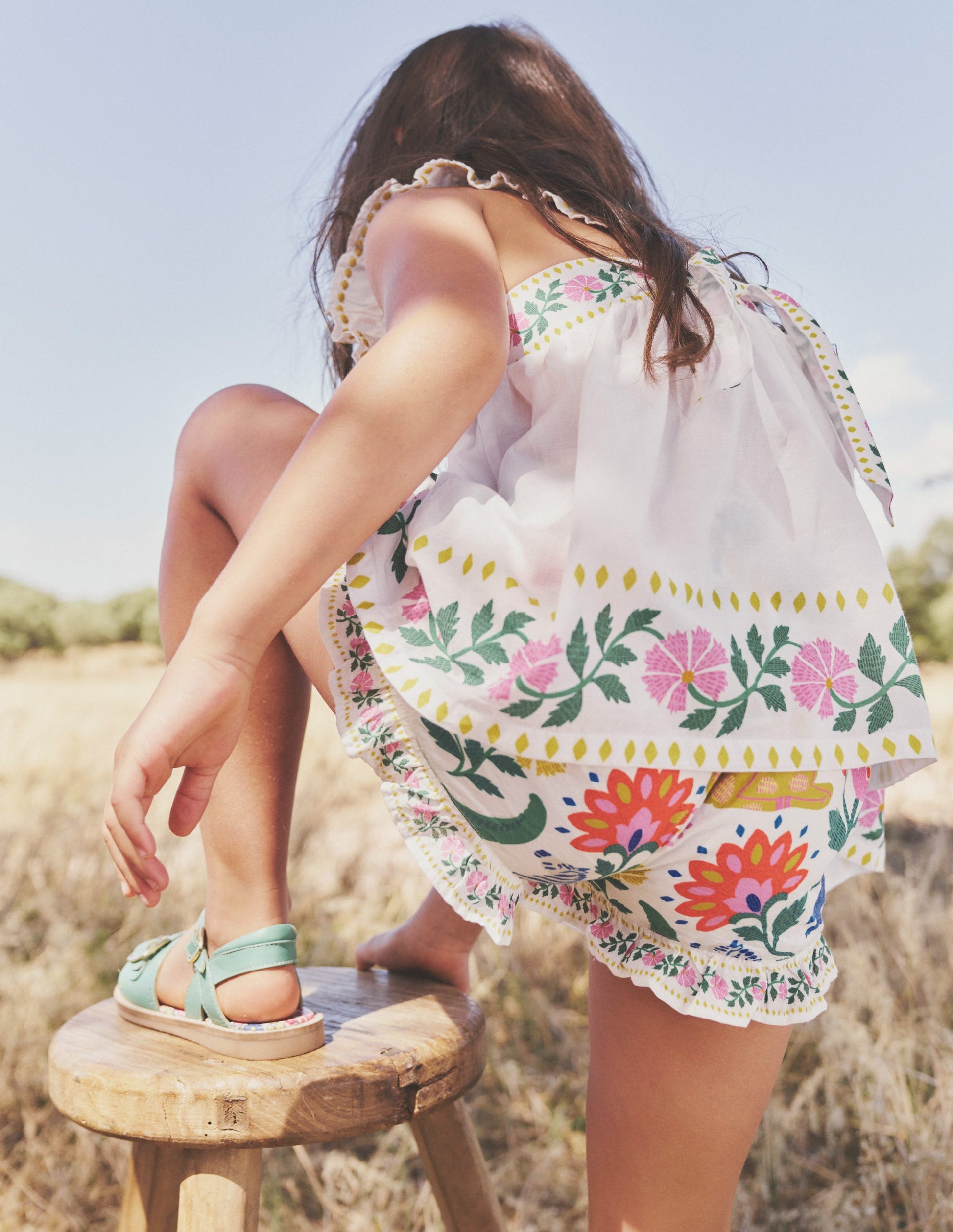 Frill Hem Woven Shorts-Multi Safari Floral-4