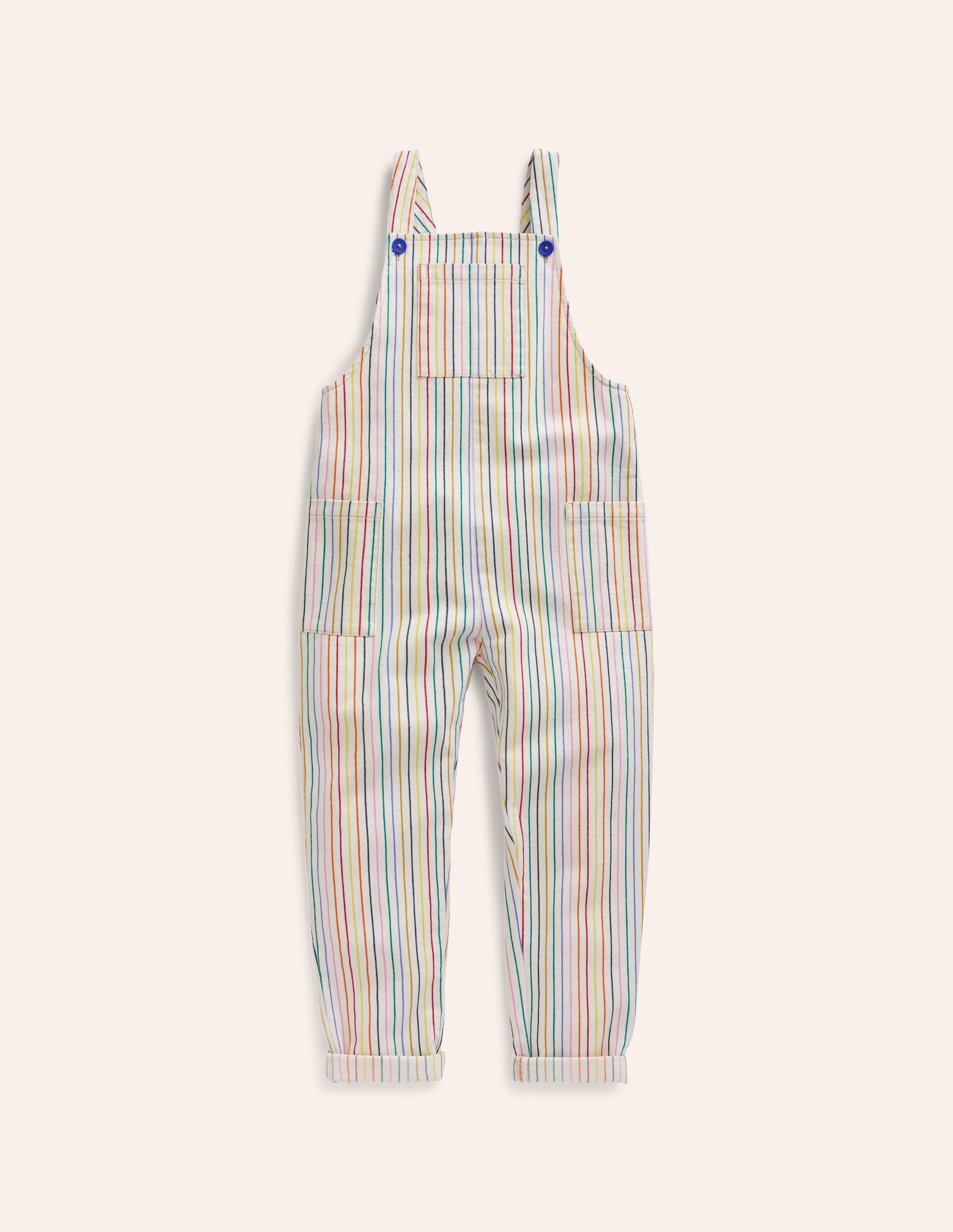 Relaxed Dungarees-Ivory Multi Stripe - Image 1