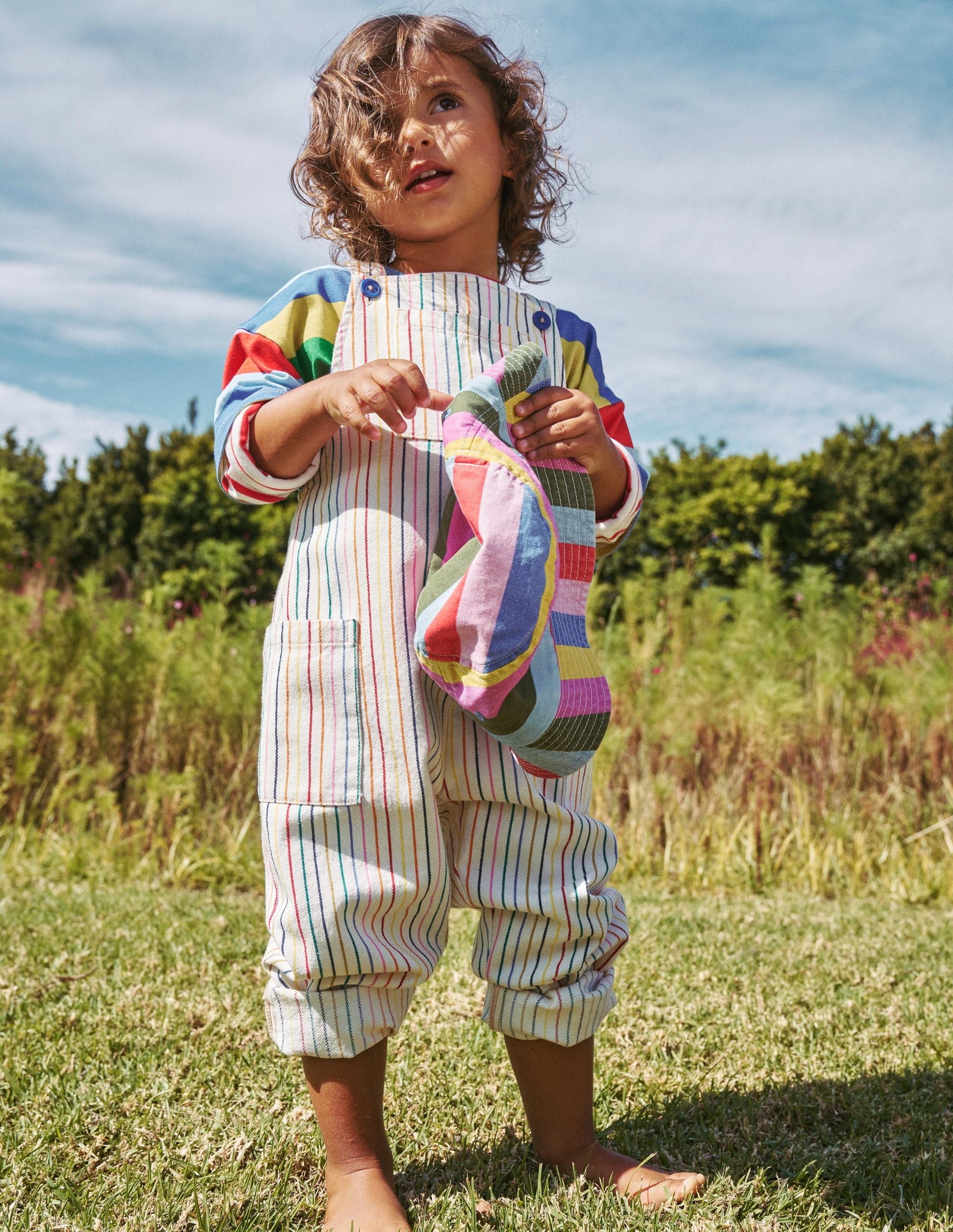 Relaxed Dungarees-Ivory Multi Stripe-4