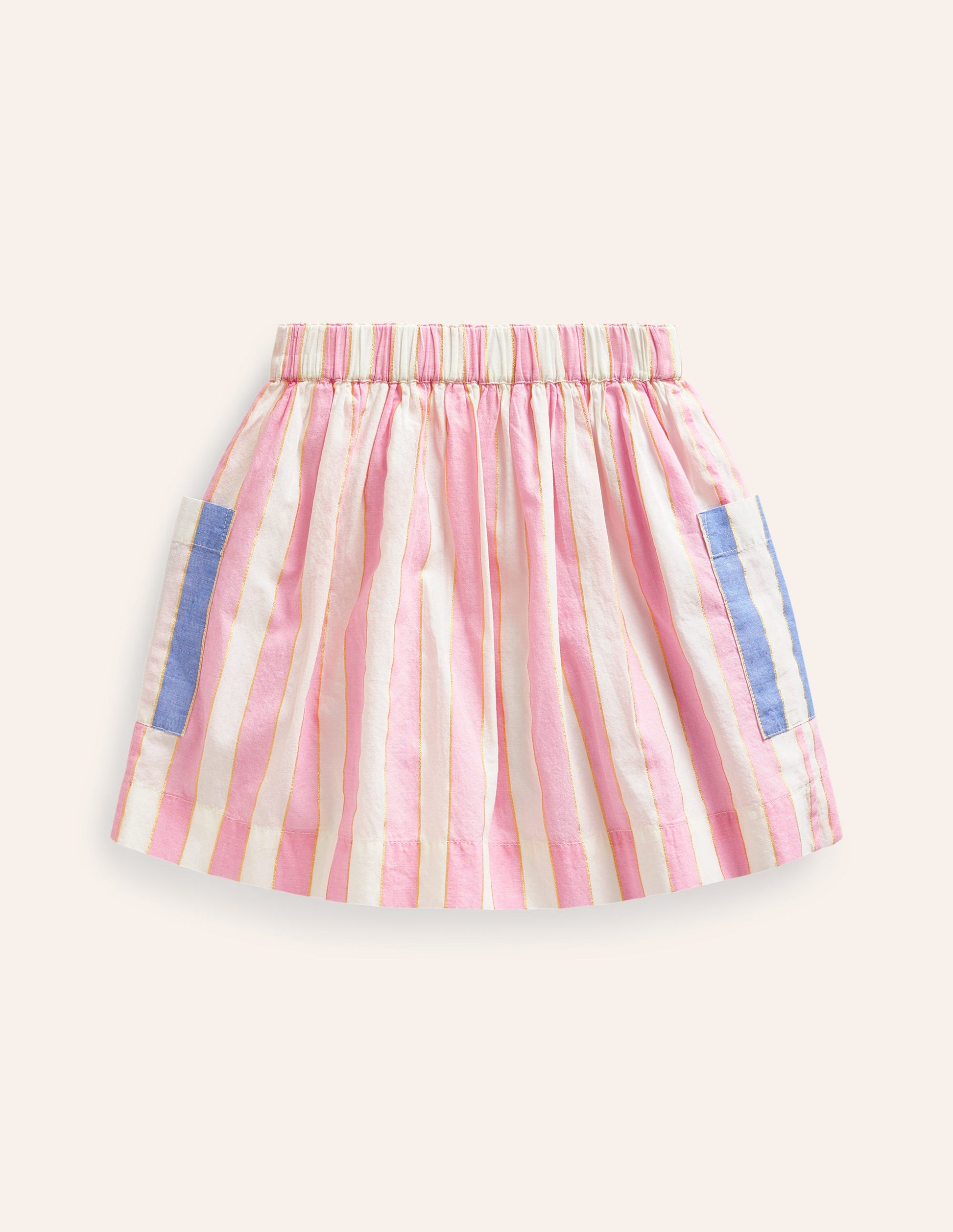 Pull On Twirly Skirt-Pink Lurex Stripe-2