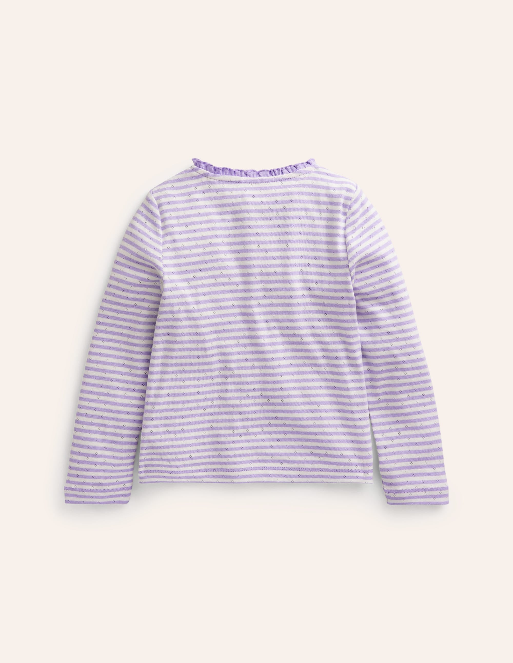 Pointelle Cardigan-Ivory/ Misty Lavender Stripe - Image 2