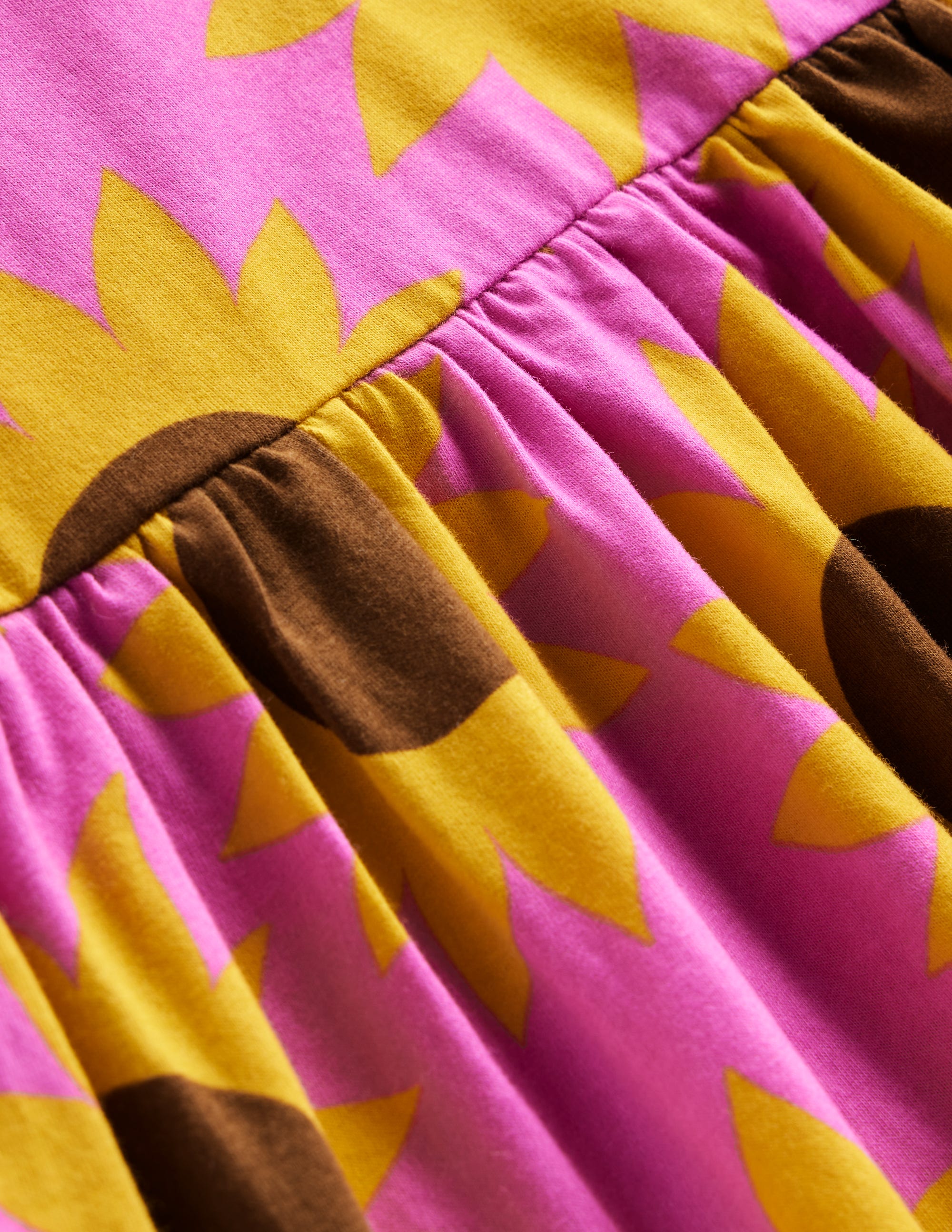 Short-sleeved Fun Jersey Dress-Pink Sunflower Geo - Image 3