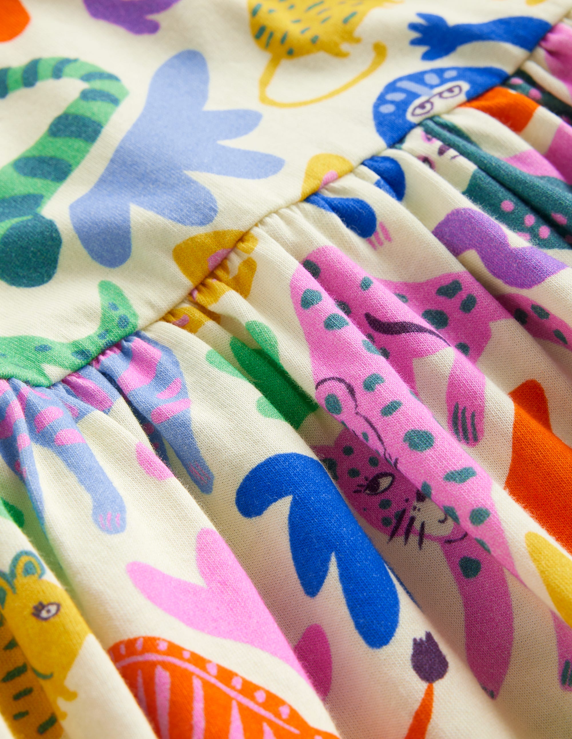 Short-sleeved Fun Jersey Dress-Multi Safari Friends - Image 3