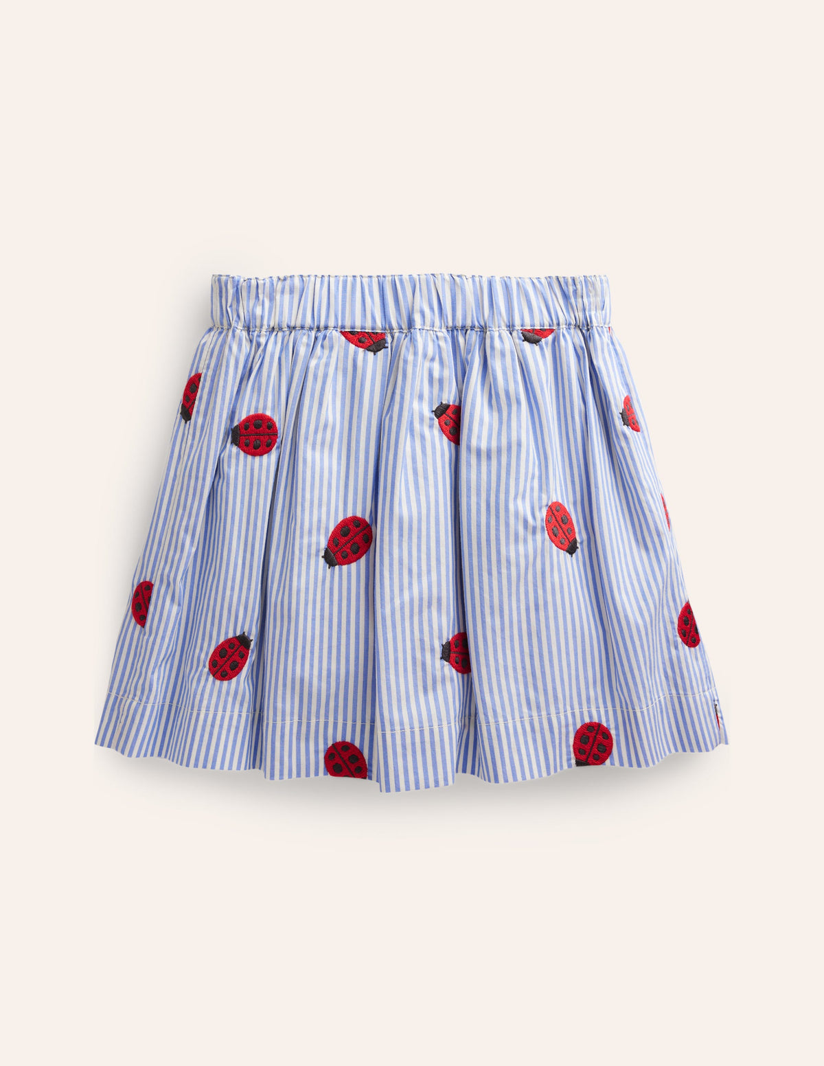 Button Through Twirly Skirt-Ticking Stripe Ladybird - Image 2