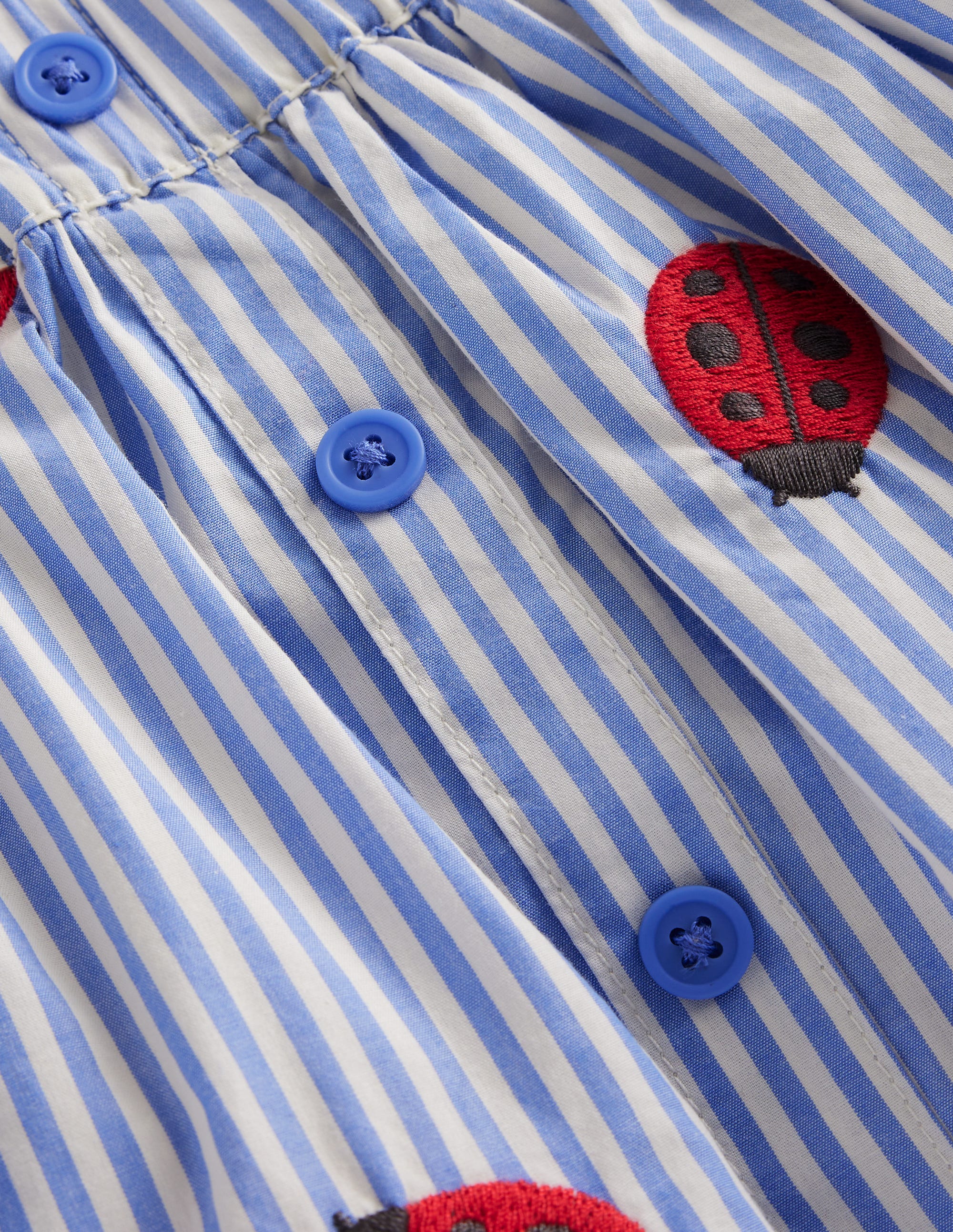 Button Through Twirly Skirt-Ticking Stripe Ladybird - Image 3