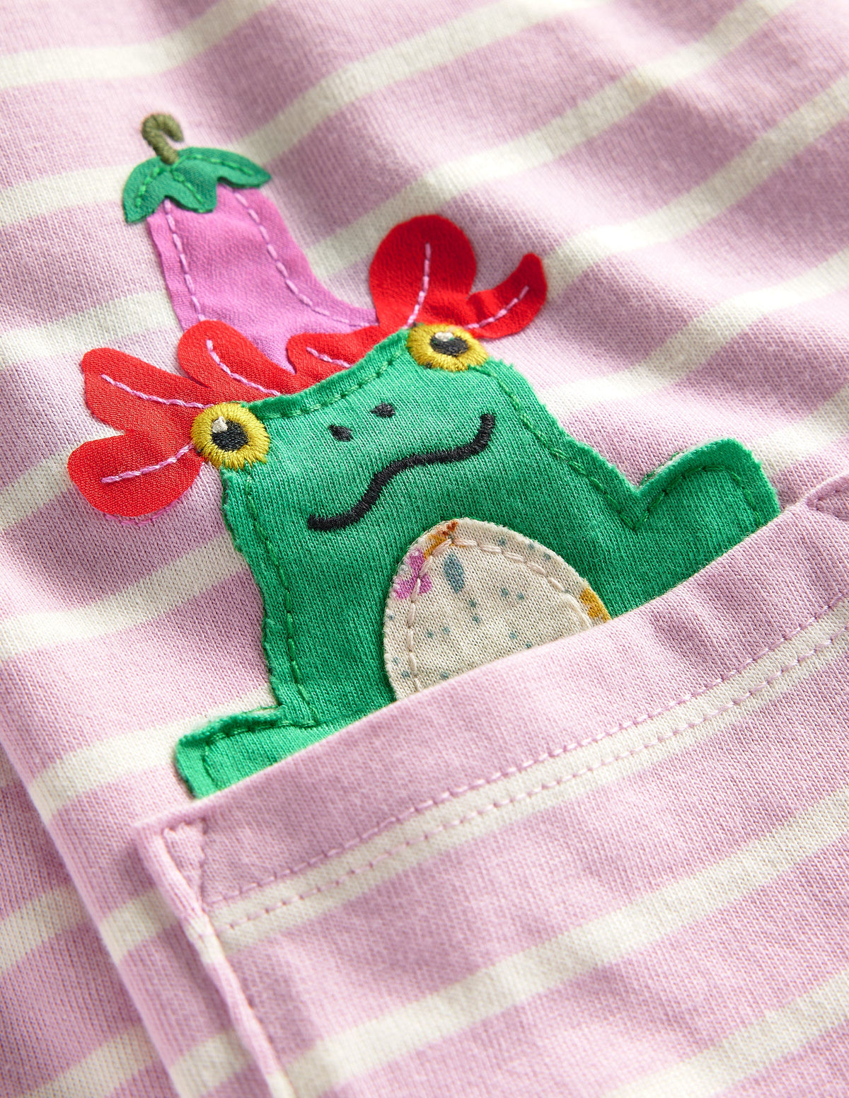 Appliqué Jersey Tunic-Sugared Almond Pink/Ivory-3