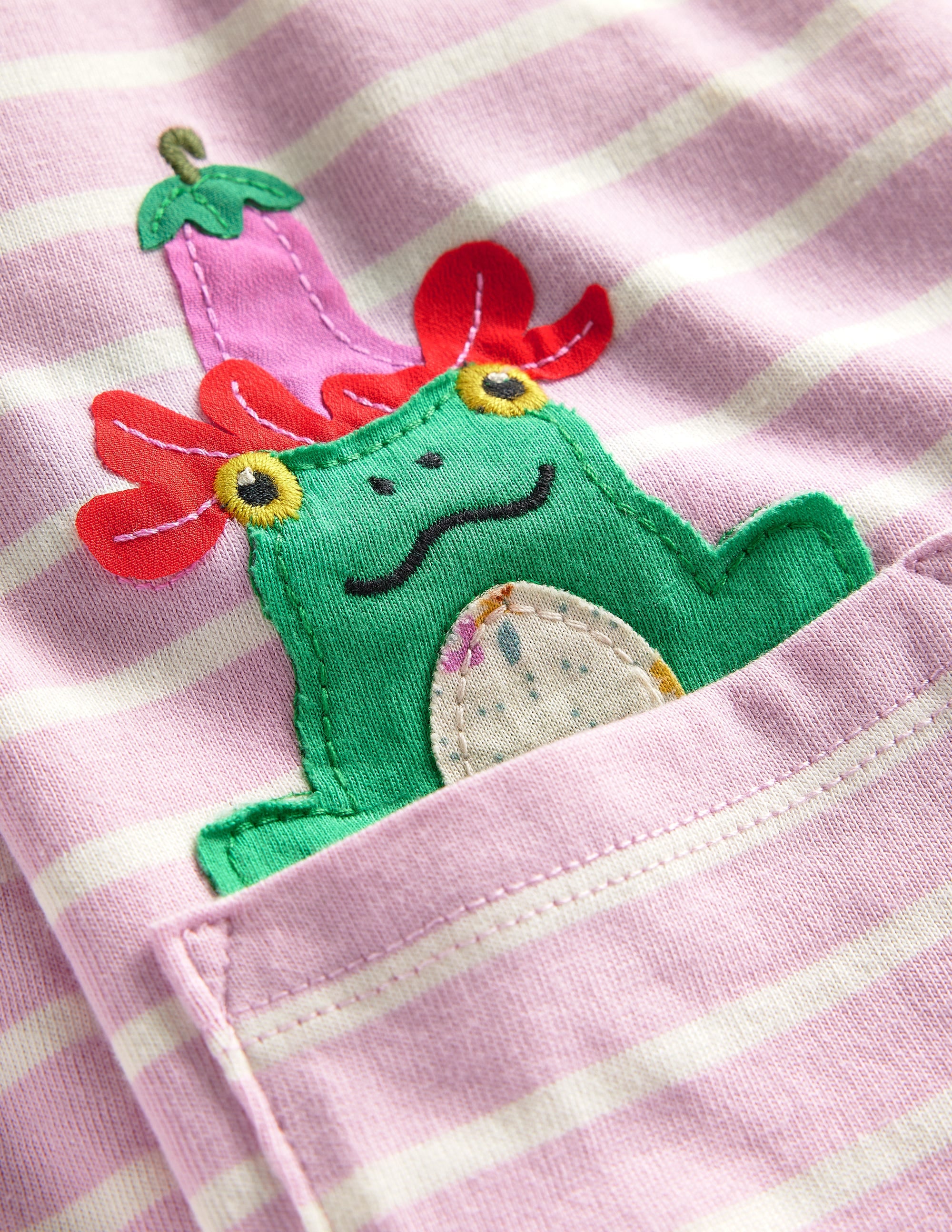 Appliqué Jersey Tunic-Sugared Almond Pink/Ivory - Image 3