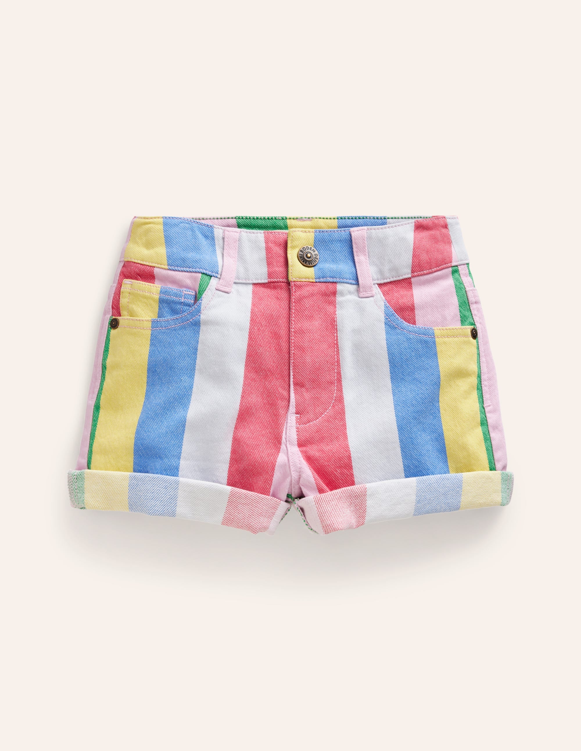 Denim Shorts-Multi Rainbow Stripe - Image 1