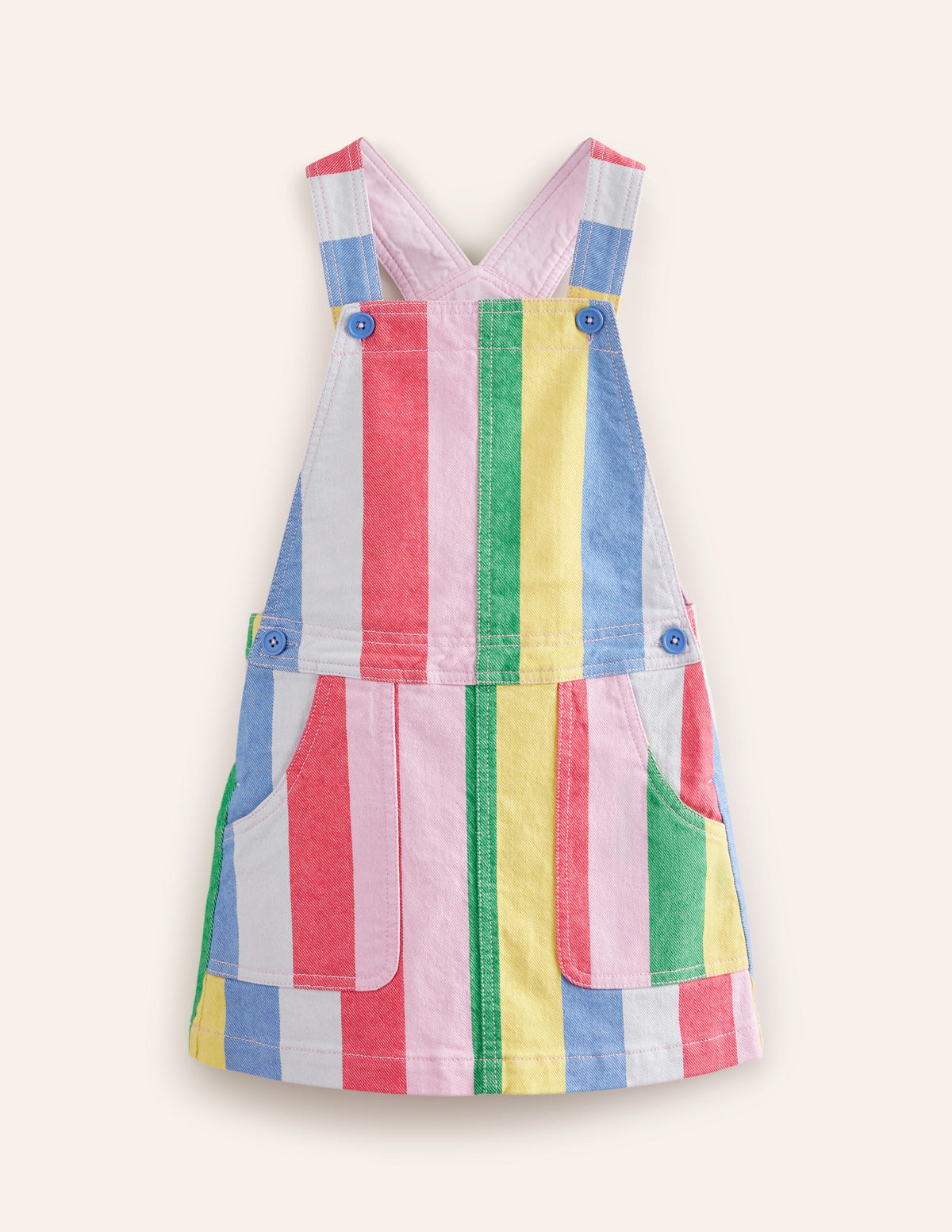 Dungaree Dress-Multi Rainbow Stripe - Image 1