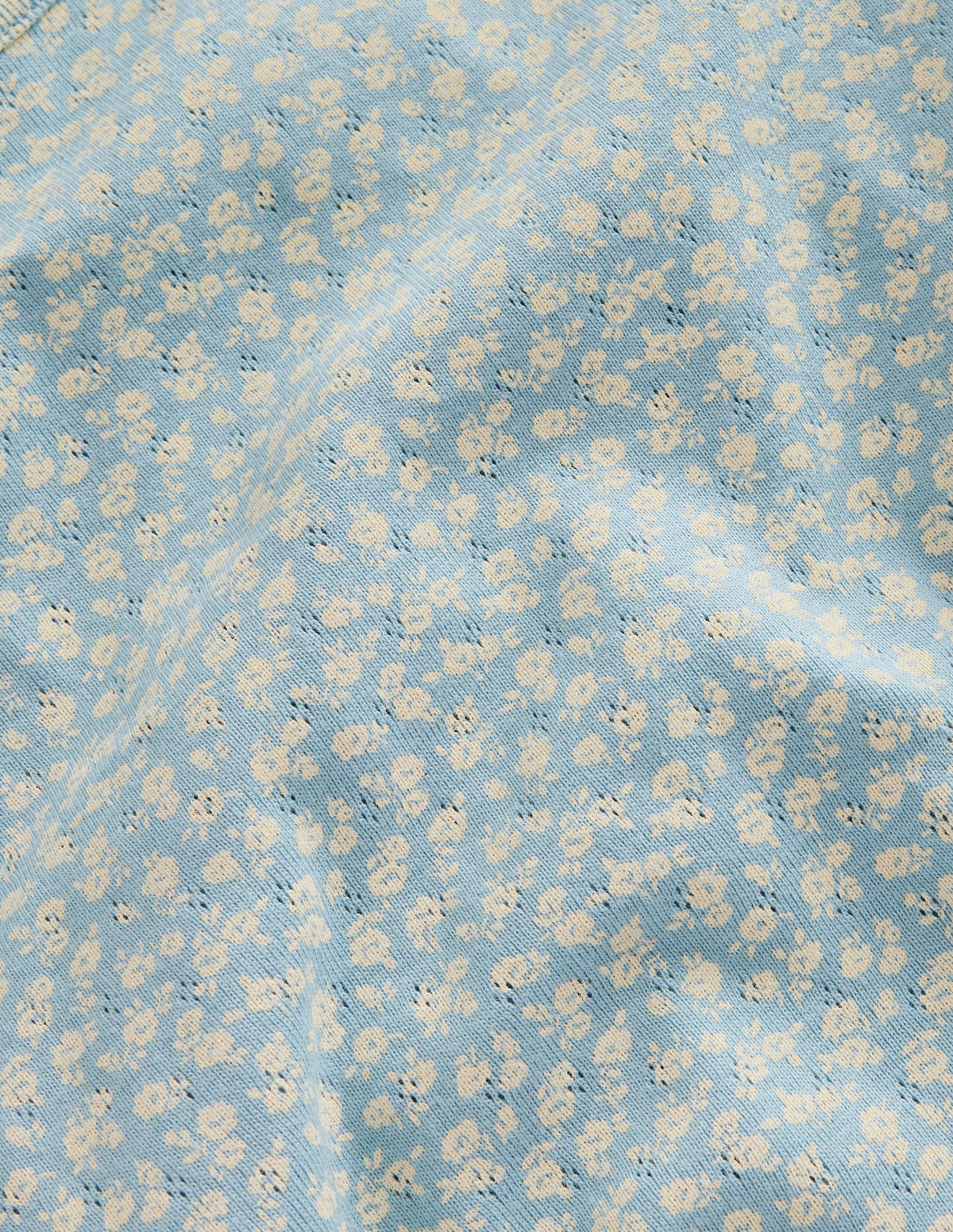 Short-sleeved Pointelle Top-Vintage Blue Floral-3