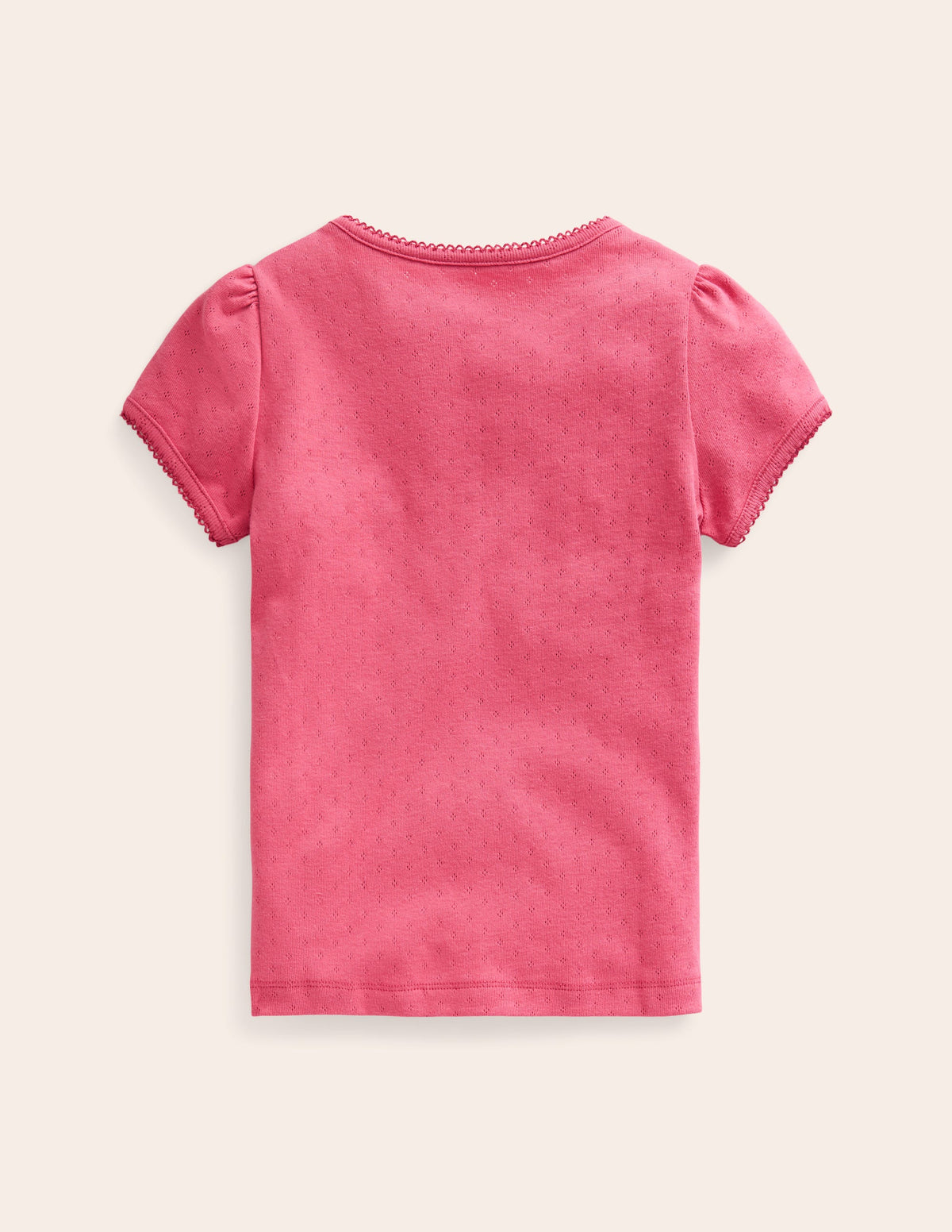 Short-sleeved Pointelle Top-Rose Pink-2