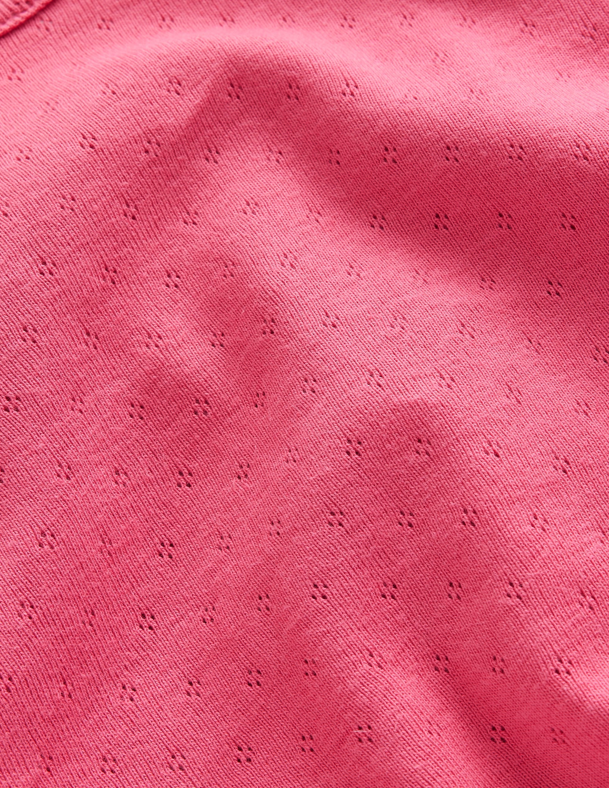 Short-sleeved Pointelle Top-Rose Pink - Image 3