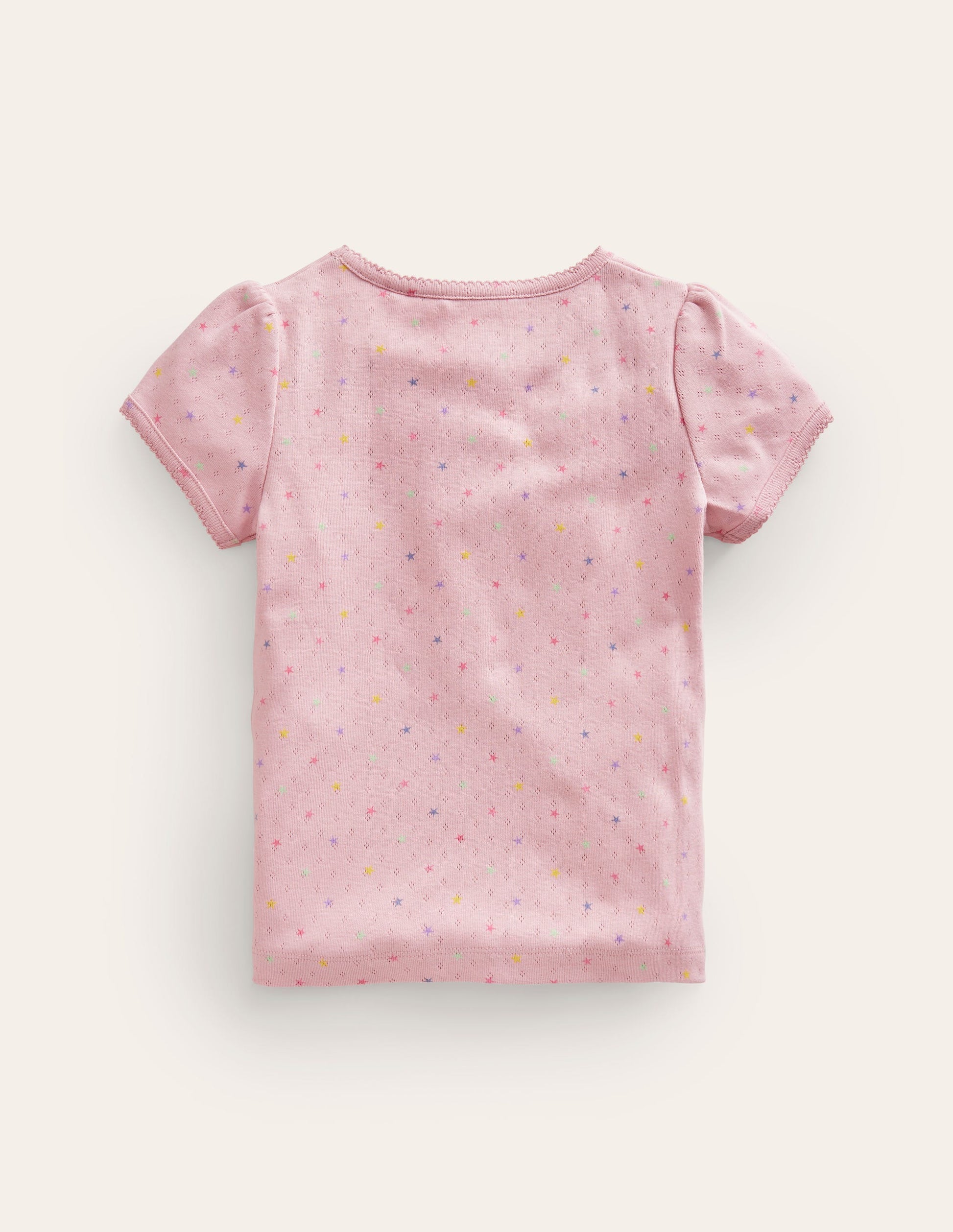 Short-sleeved Pointelle Top-French Pink Star Spot-2