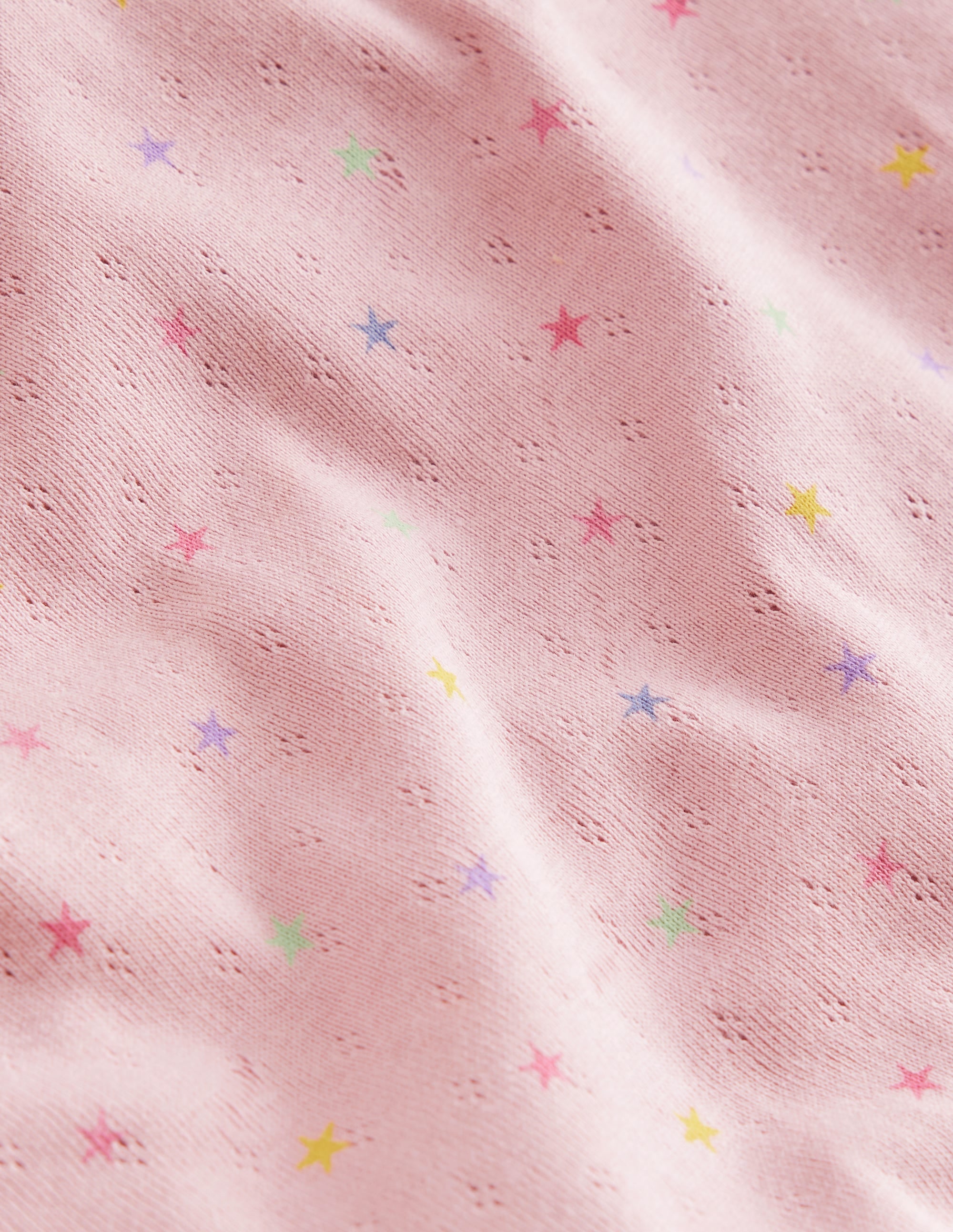 Short-sleeved Pointelle Top-French Pink Star Spot - Image 3