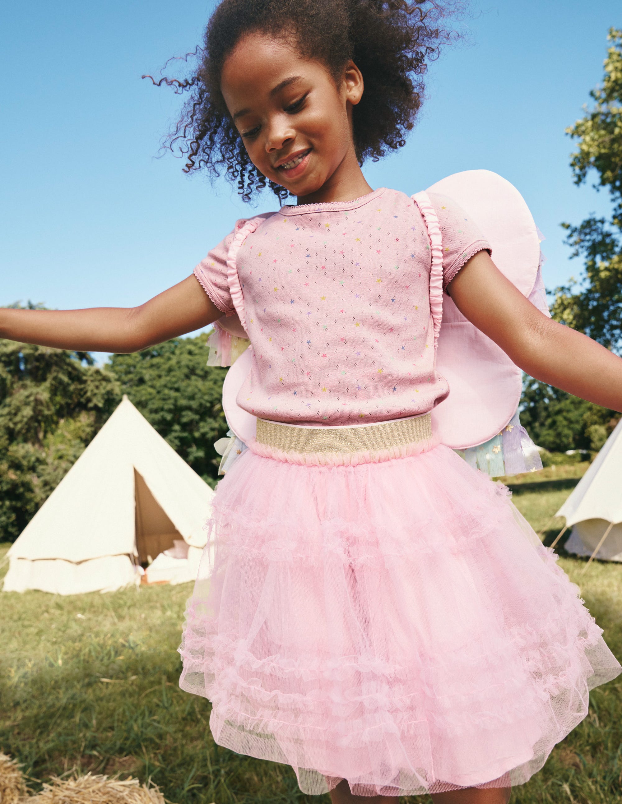 Short-sleeved Pointelle Top-French Pink Star Spot - Image 4