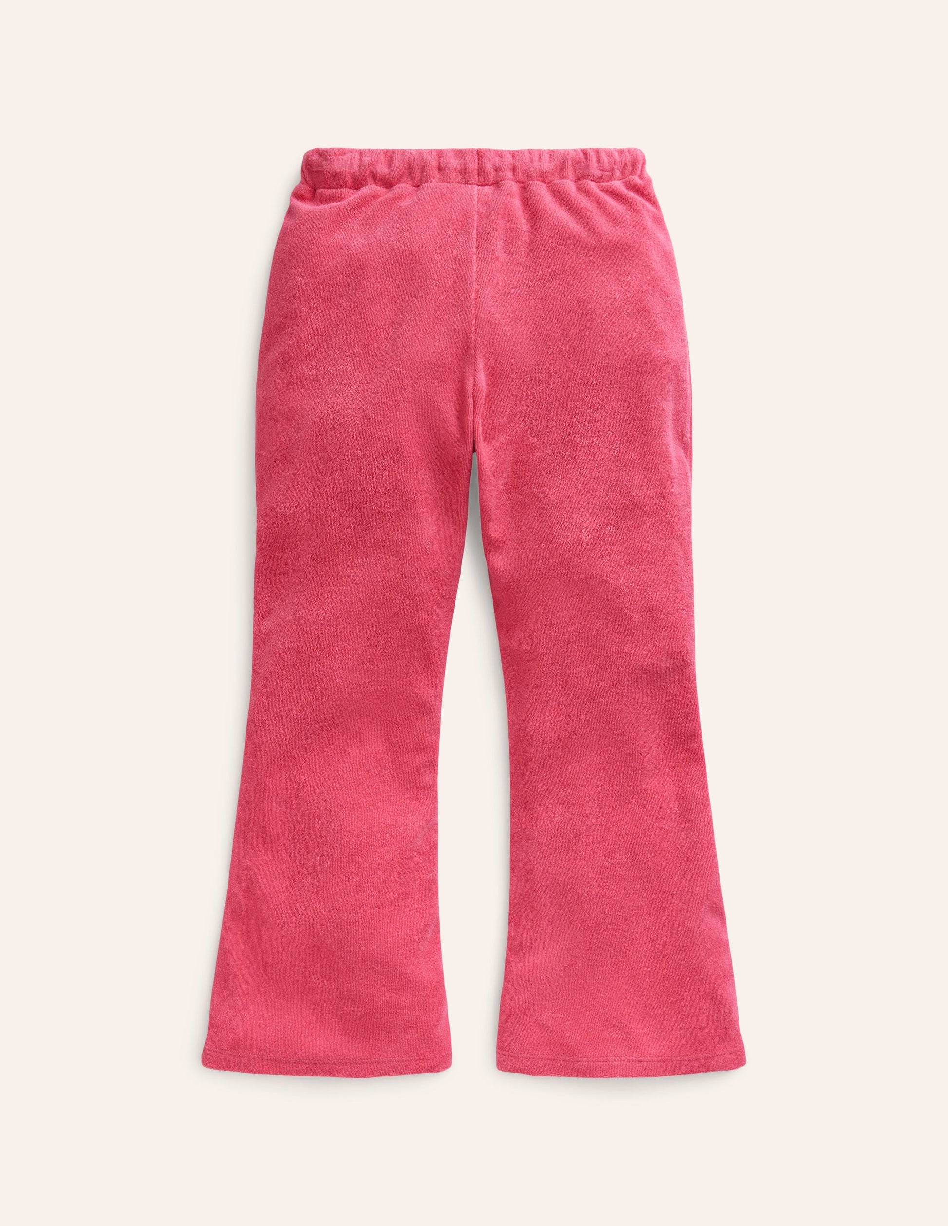 Towelling Flare Trousers-Rose Pink-2