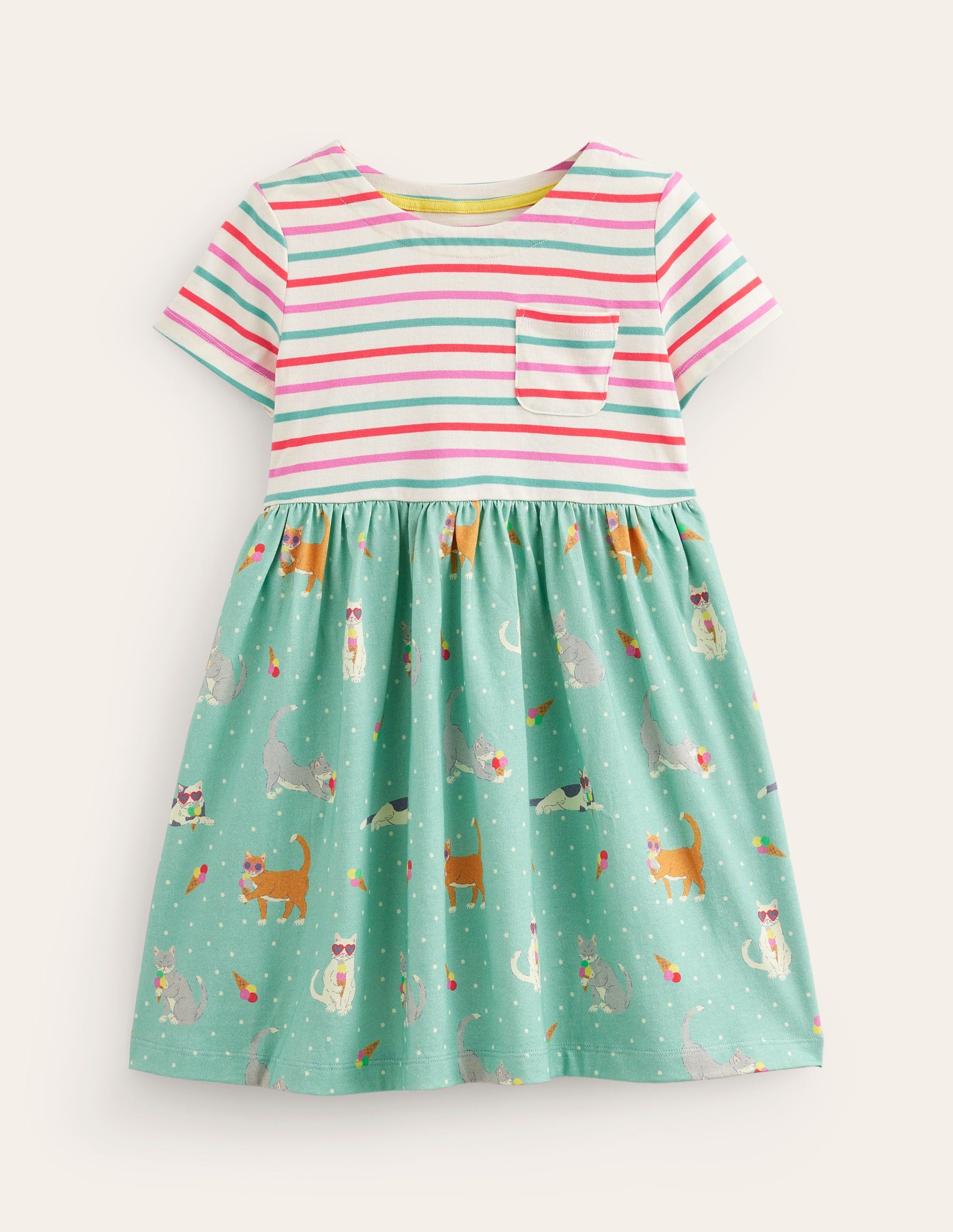 Hotchpotch Jersey dress-Corsica Blue Holiday Cats-1