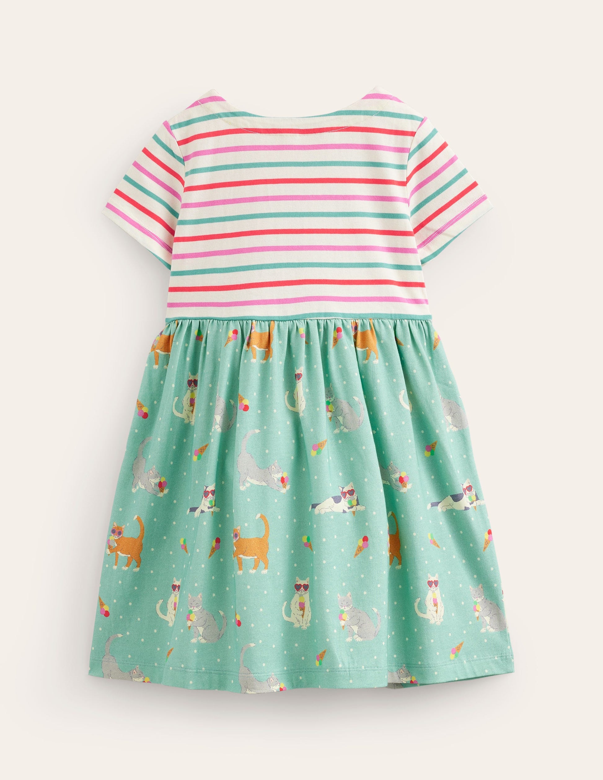 Hotchpotch Jersey dress-Corsica Blue Holiday Cats-2