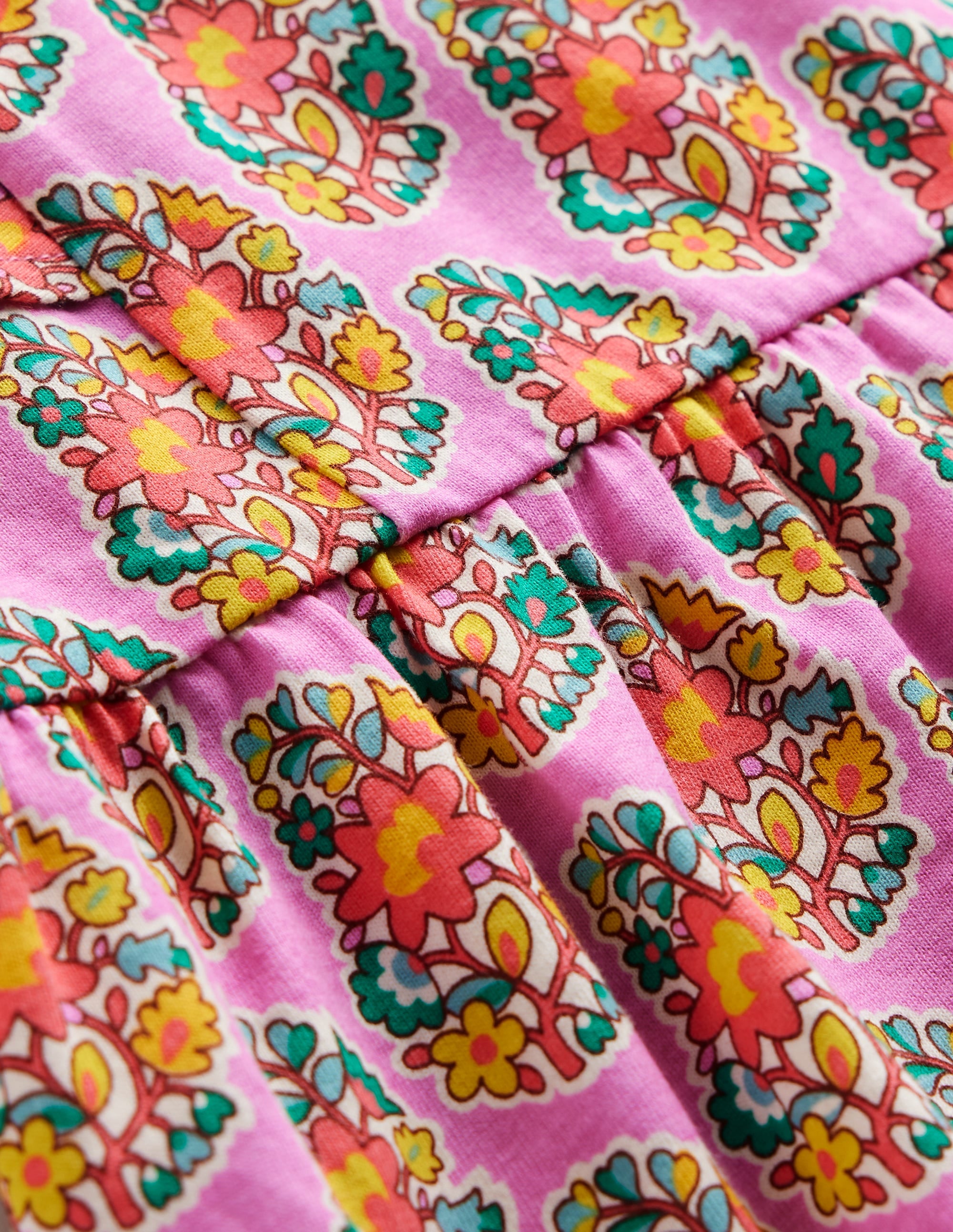 Tiered Flutter Jersey Dress-Peony Pink Paisley - Image 3