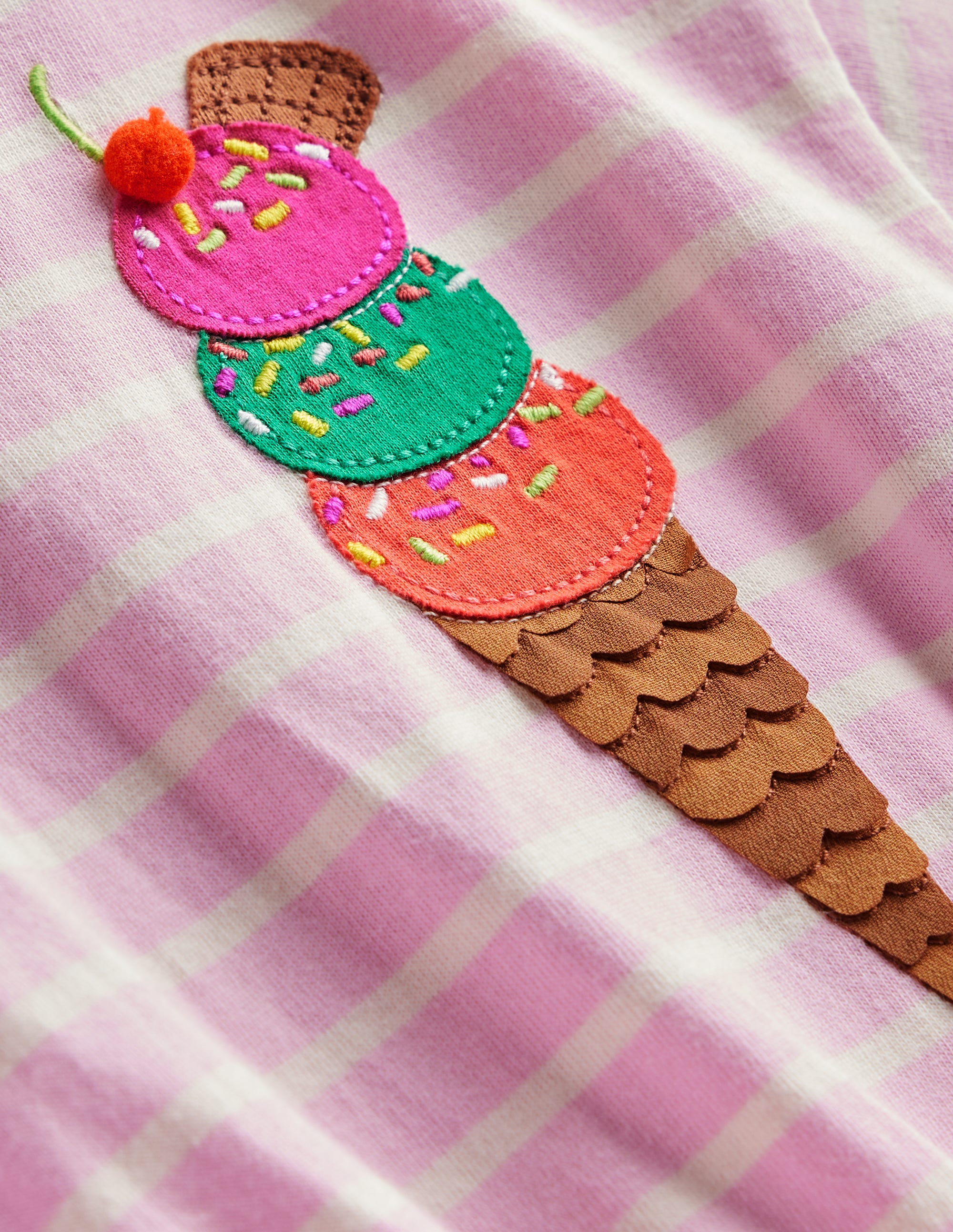 Tie Waist Applique Dress-Sweet Pea/Ivory Ice Cream - Image 3