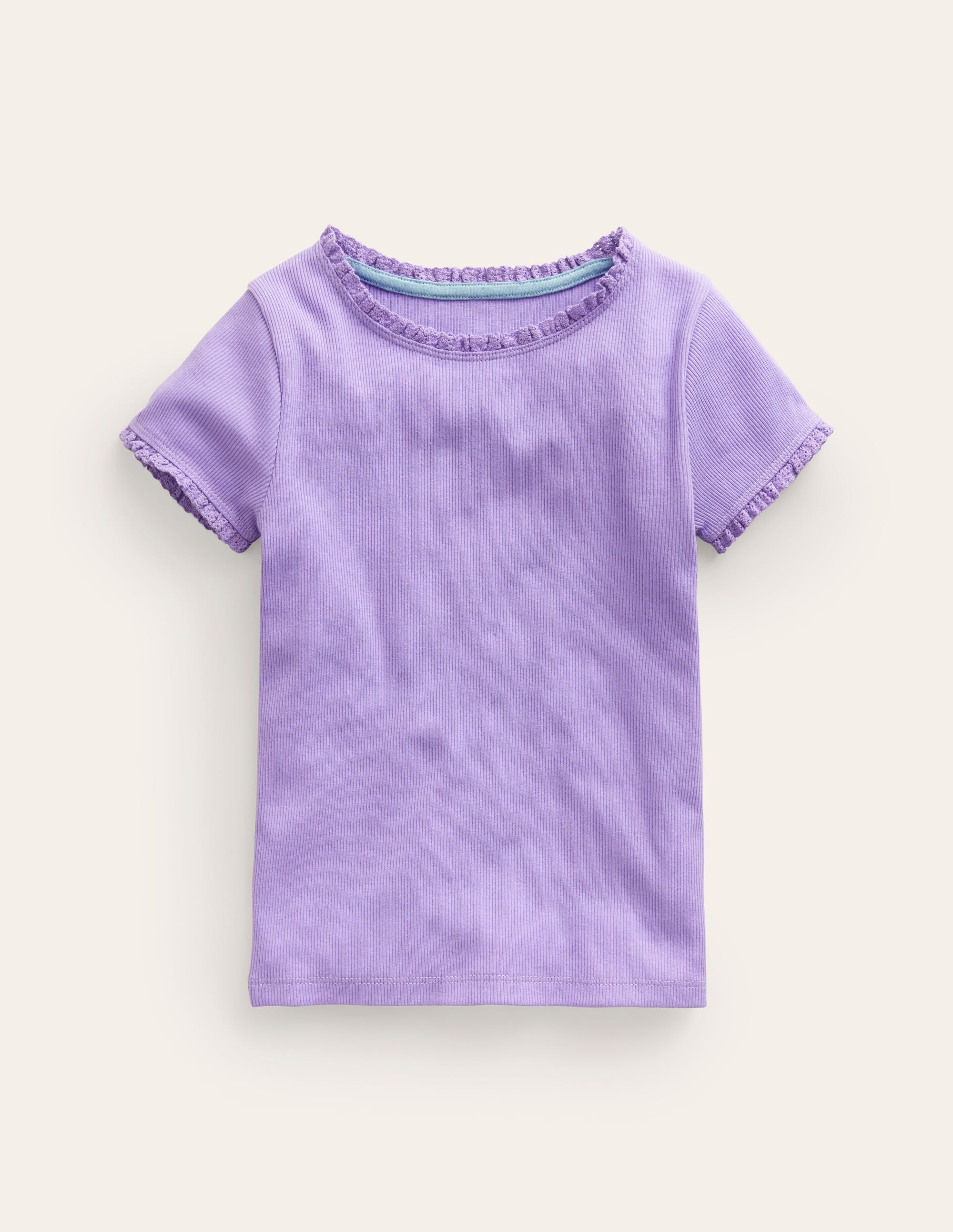 Ribbed Short Sleeve T-Shirt-Parma Violet - Image 1