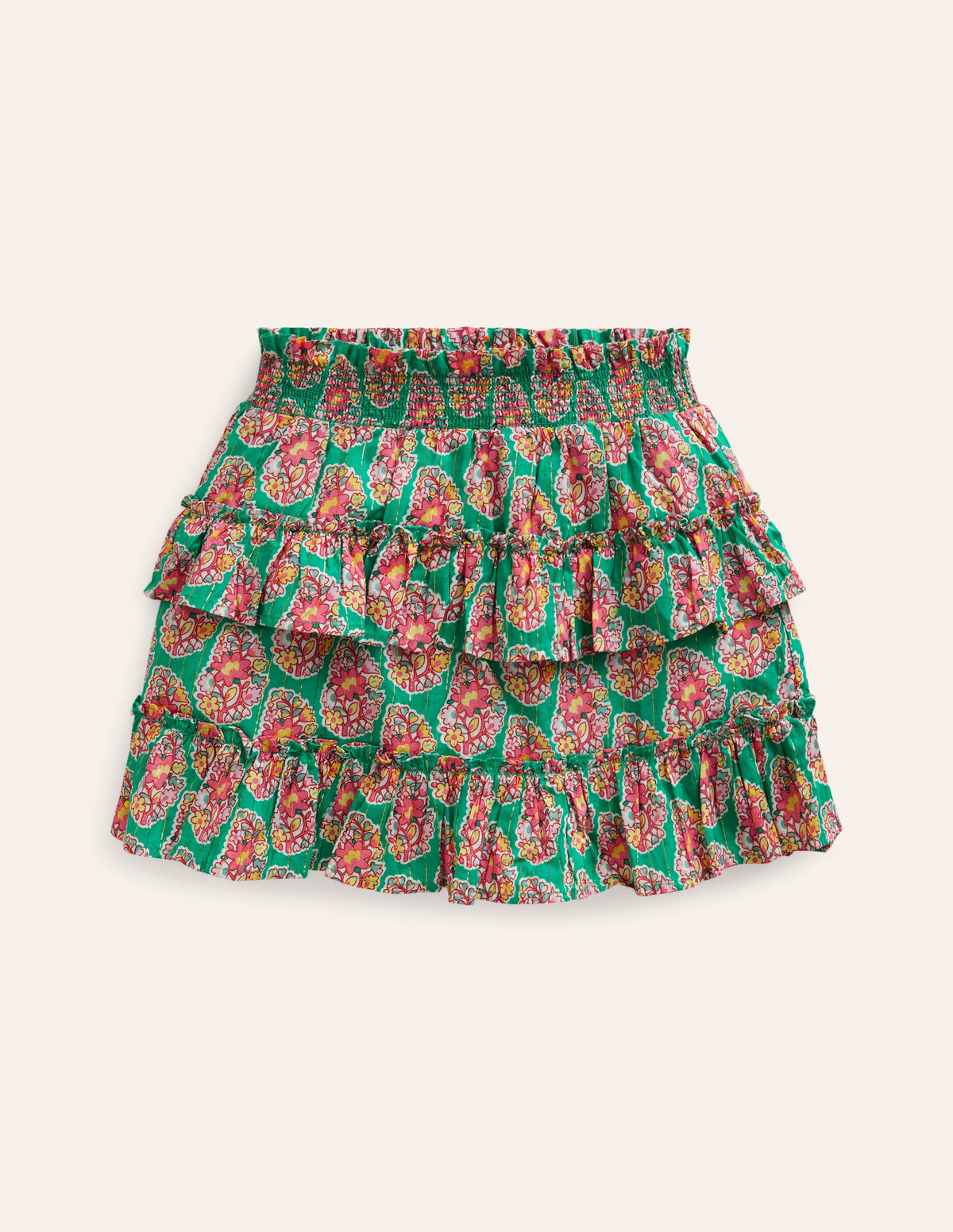 Tiered Printed Skort-Jade Green Paisley - Image 1