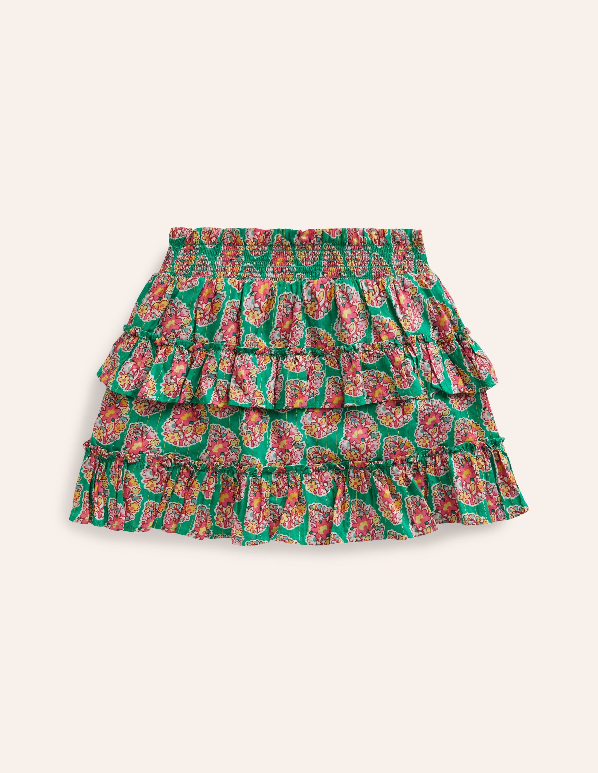 Tiered Printed Skort-Jade Green Paisley - Image 2