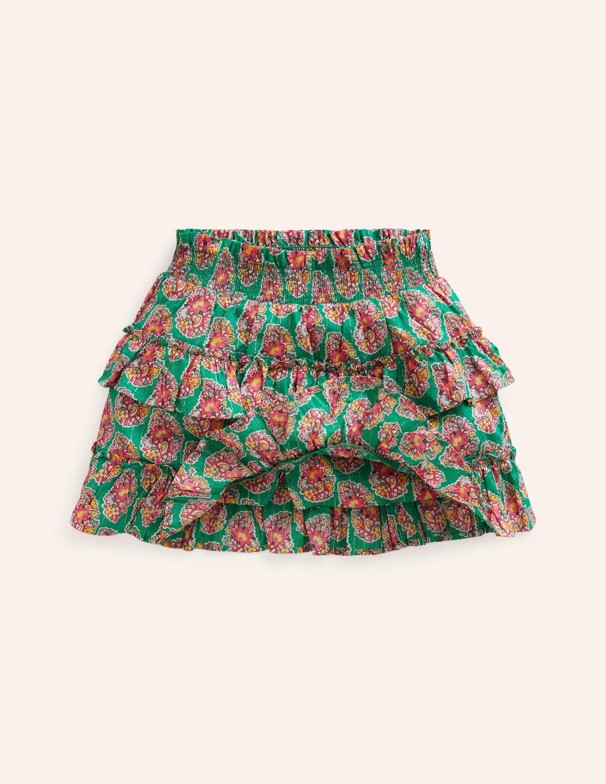 Tiered Printed Skort-Jade Green Paisley - Image 4
