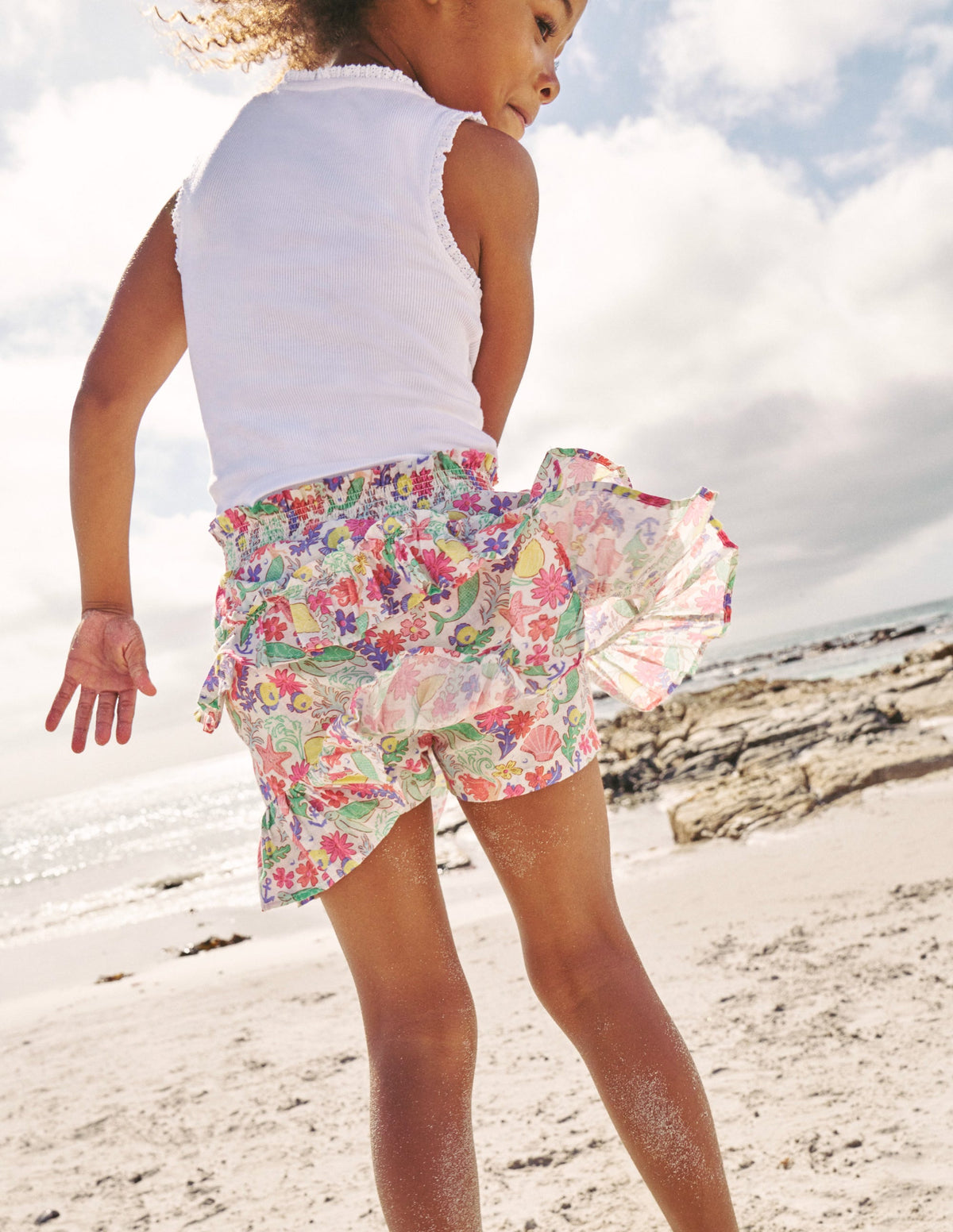 Tiered Printed Skort-Multi Mermaid Ditsy - Image 4