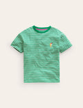 Embroidered Logo T-Shirt-Aloe Green/Ivory Ice Cream