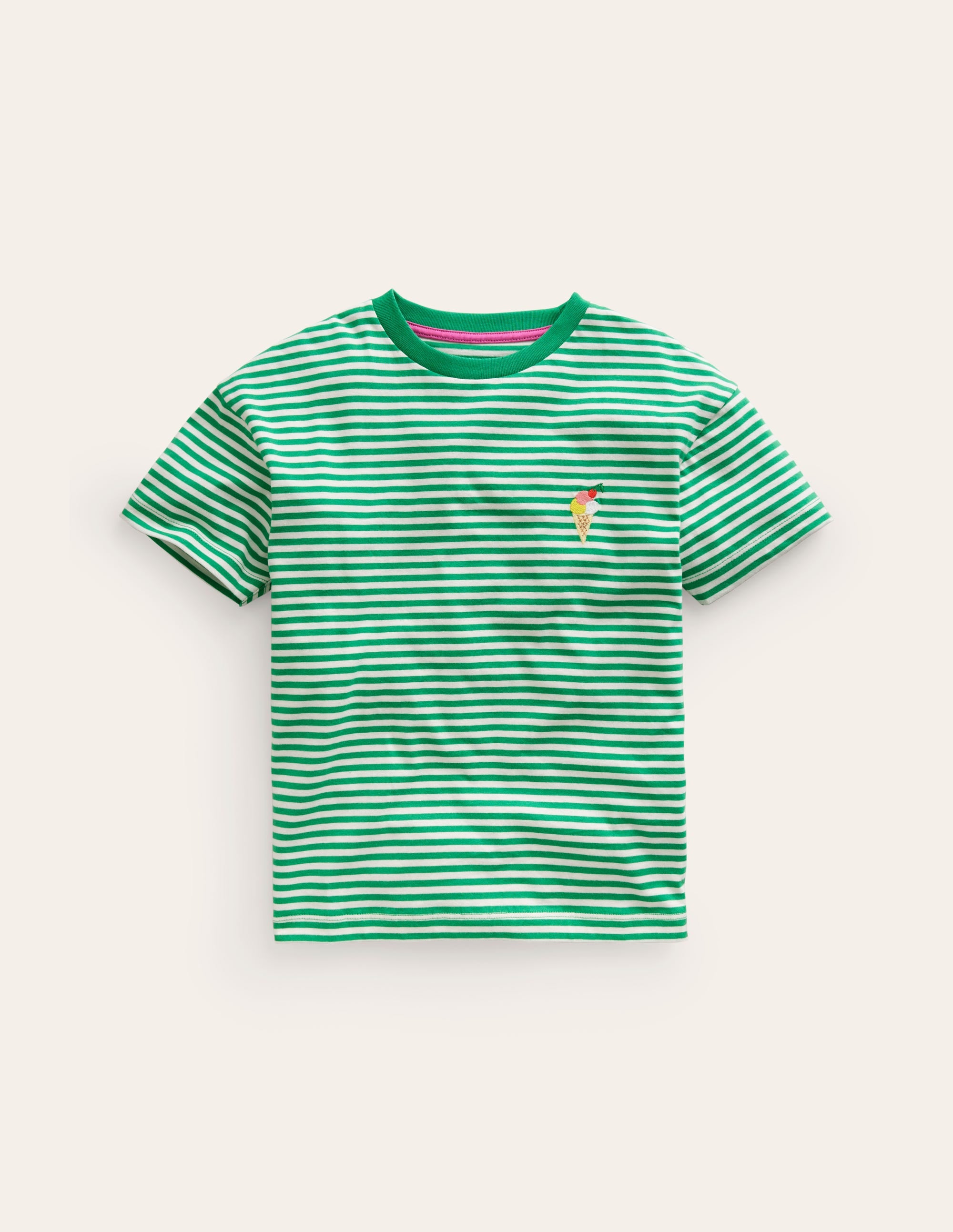 Embroidered Logo T-Shirt-Aloe Green/Ivory Ice Cream - Image 1