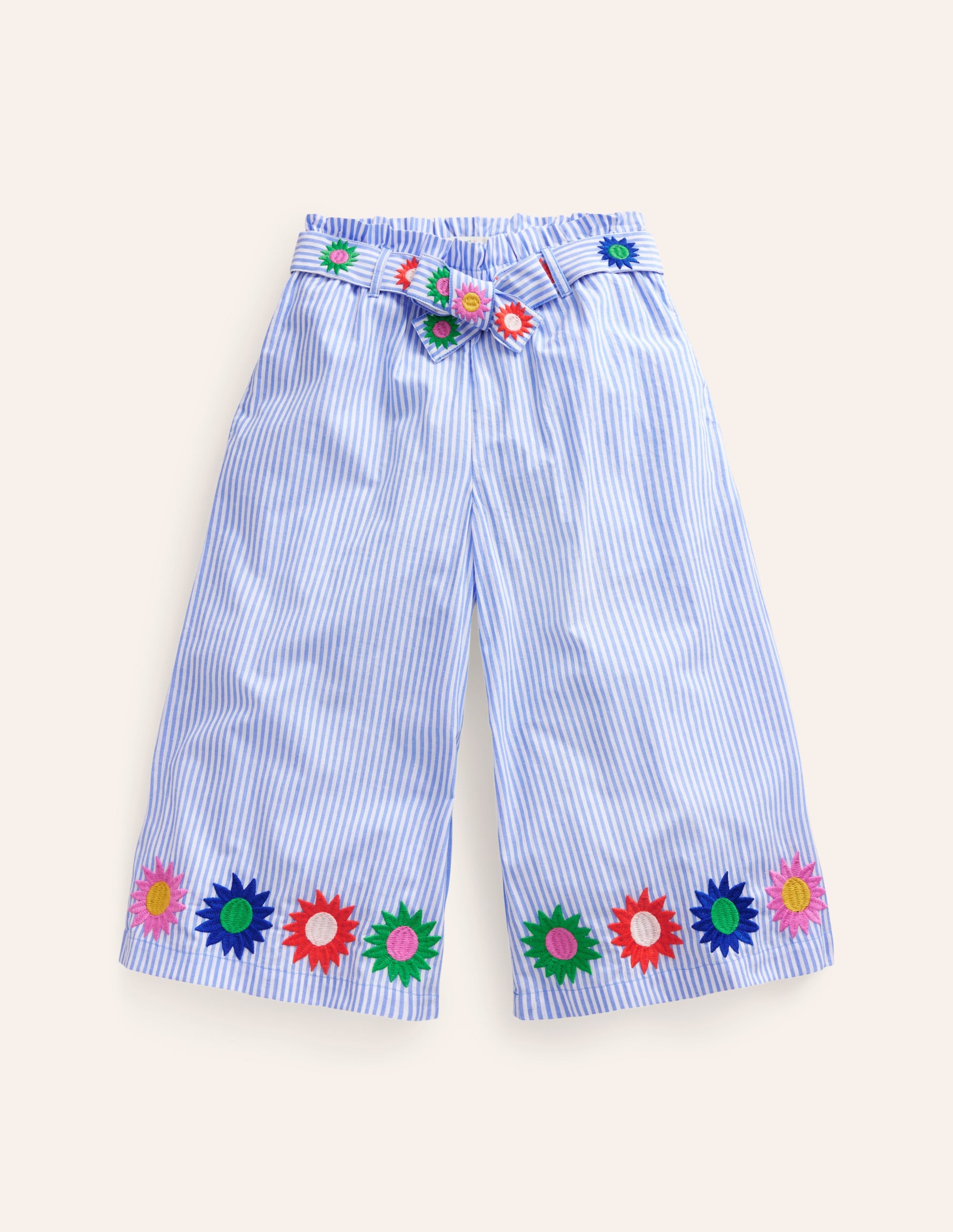 Wide Leg Trousers-Vintage Blue / Ivory Stripe - Image 1