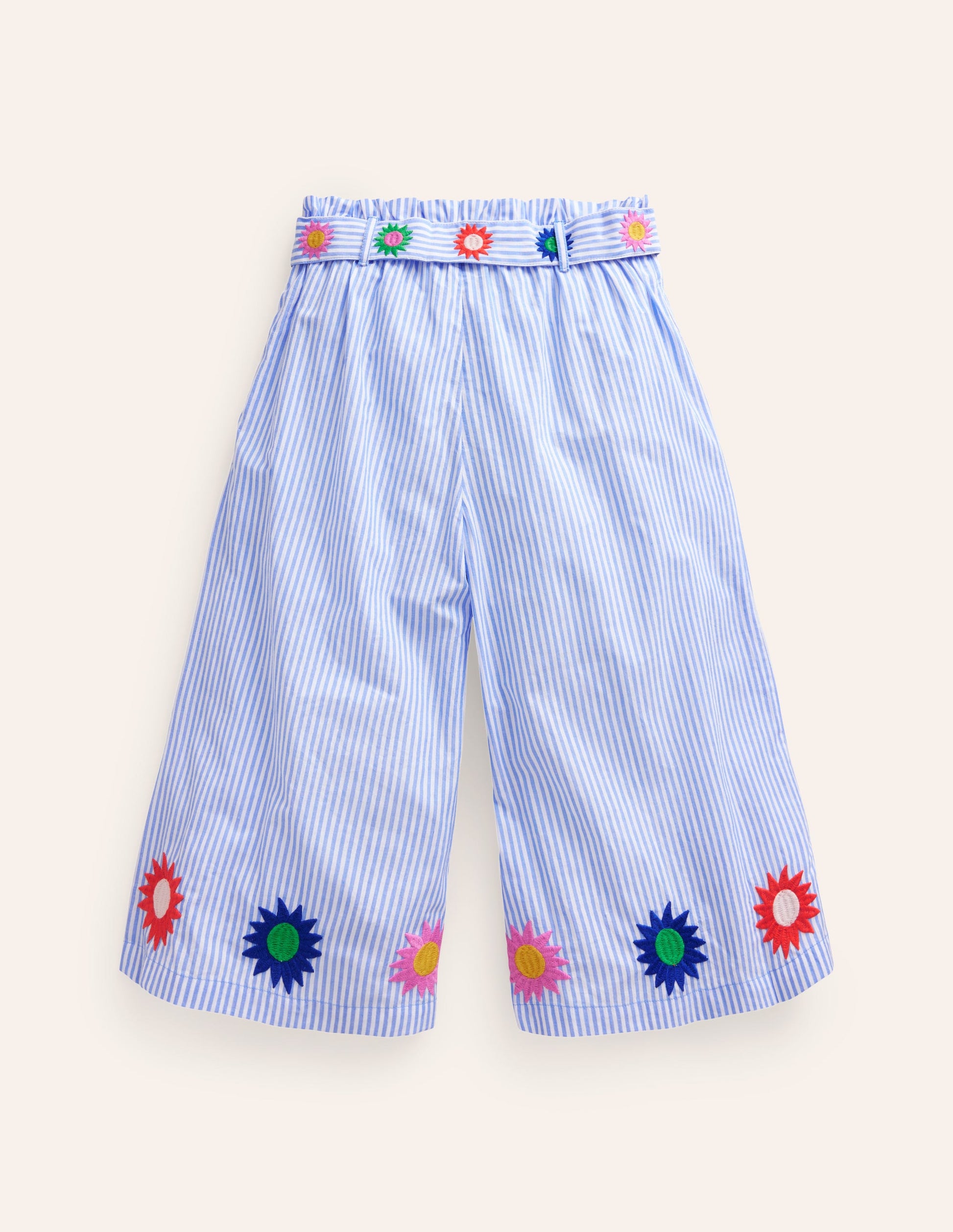 Wide Leg Trousers-Vintage Blue / Ivory Stripe-2