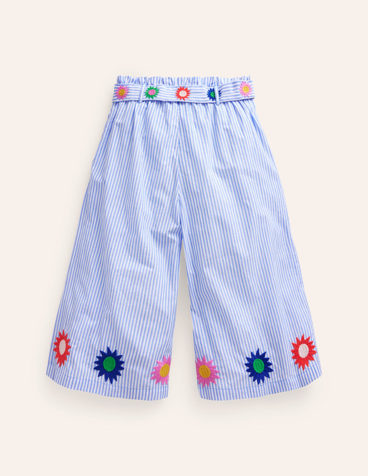Wide Leg Trousers-Vintage Blue / Ivory Stripe - Image 2